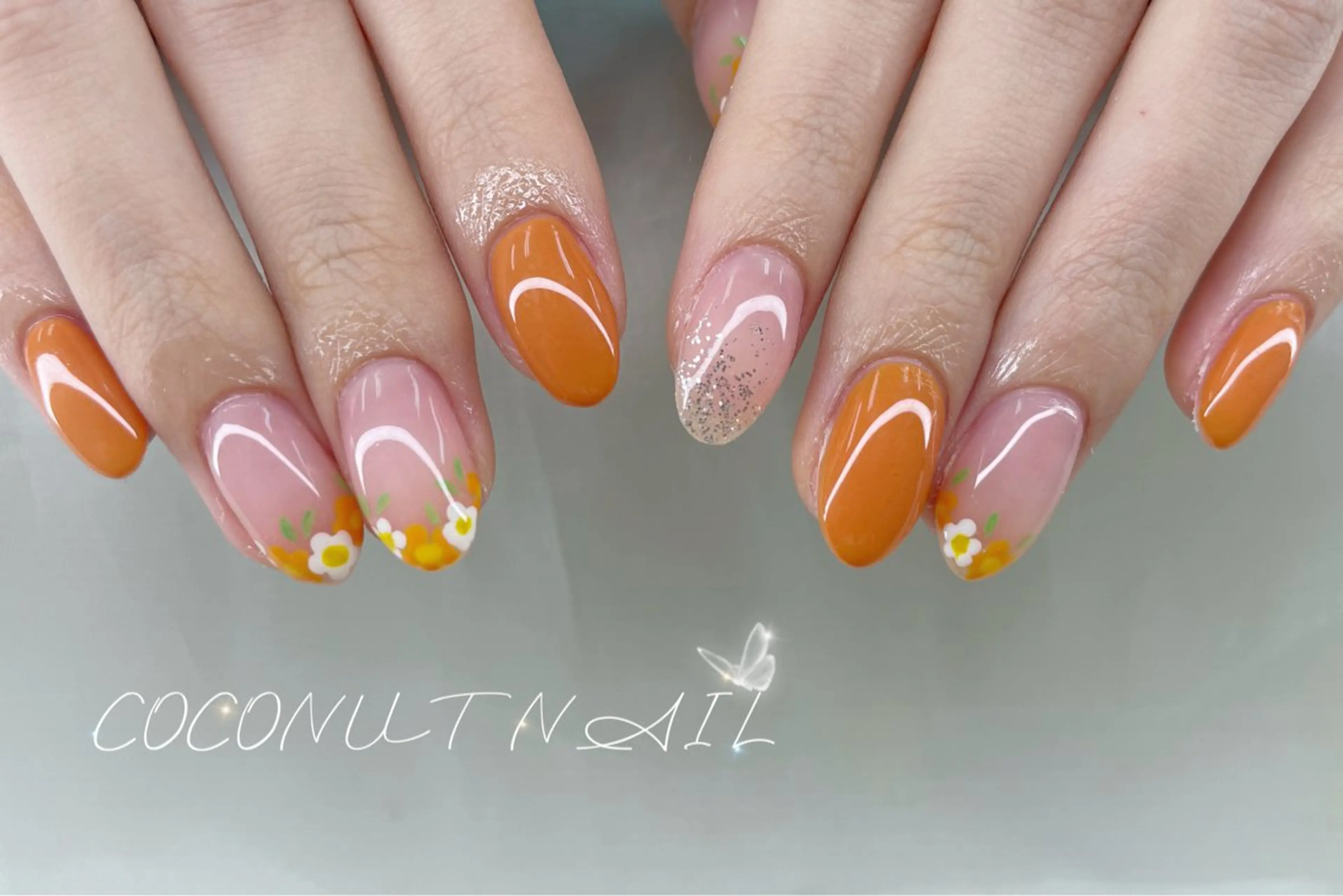 ネイル べっ甲ネイル フレンチネイル キラキラネイル マグネットネイル 大理石ネイル(マーブル) ハンドネイル 神田 ココナッツのネイルデザイン