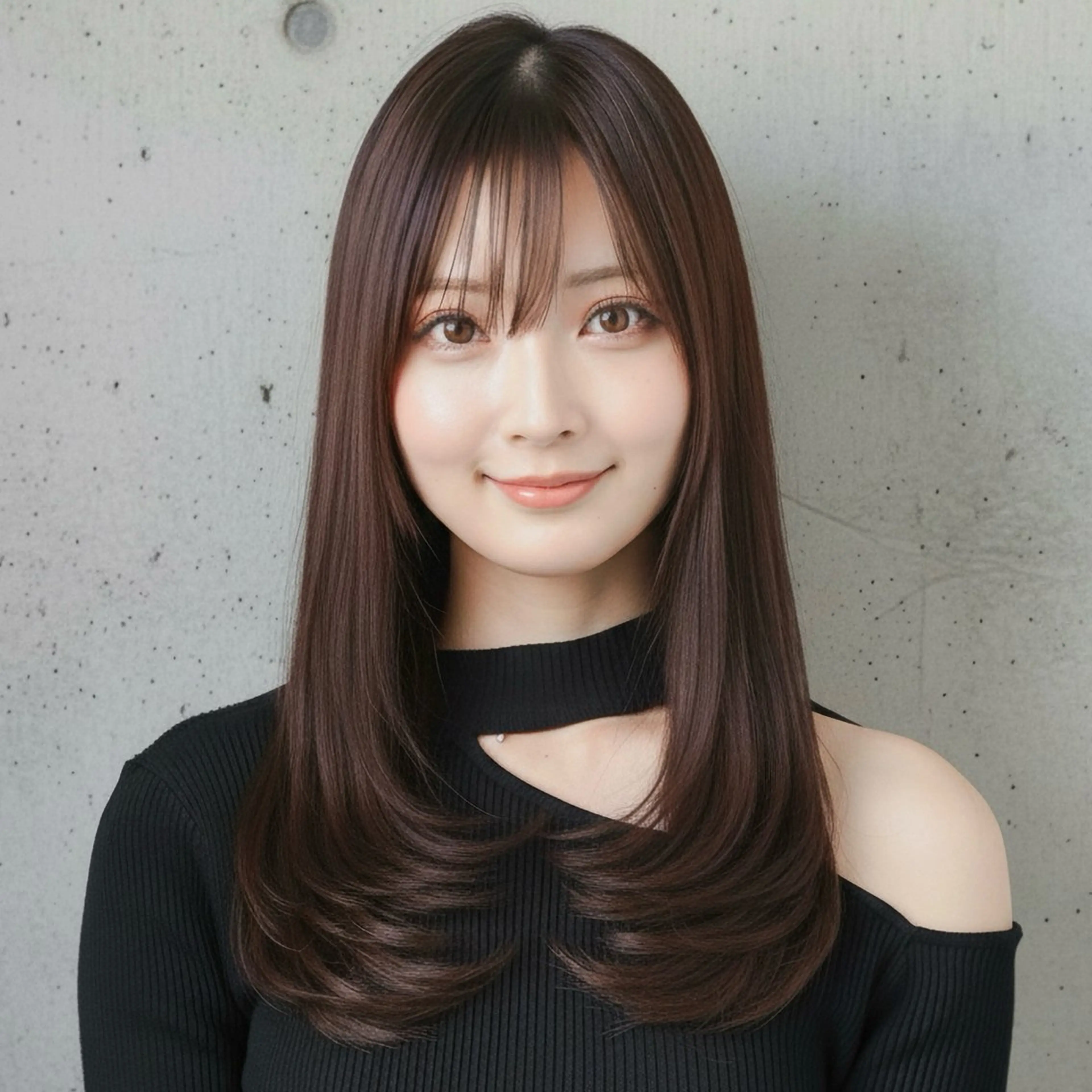 セミロング カット ハッシュカット 田窪珠妃のヘアスタイル