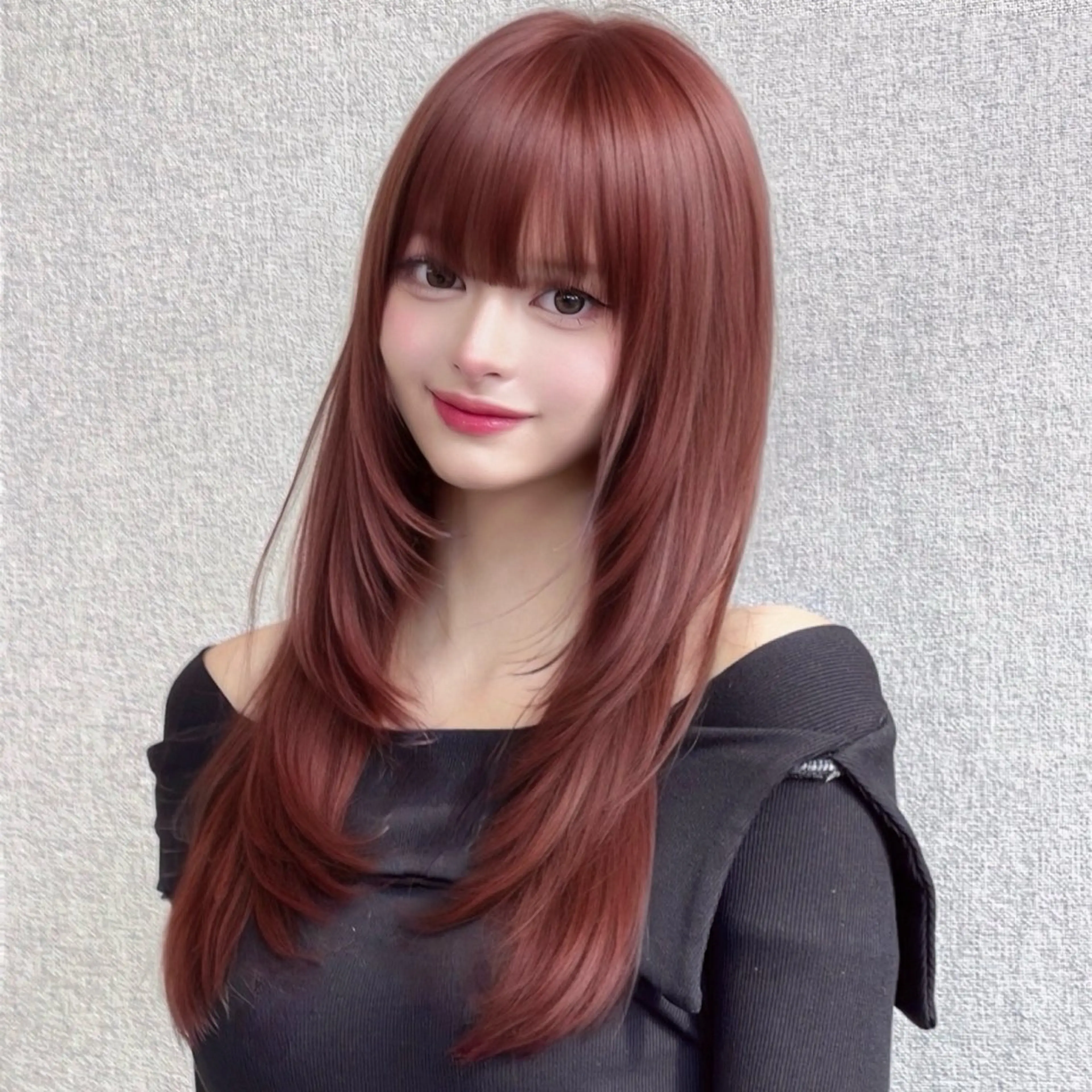 セミロング レイヤーカット カット ヘアカラー トリートメント 韓国ヘア/レイヤー/ 透明感カラー/SHUのヘアスタイル