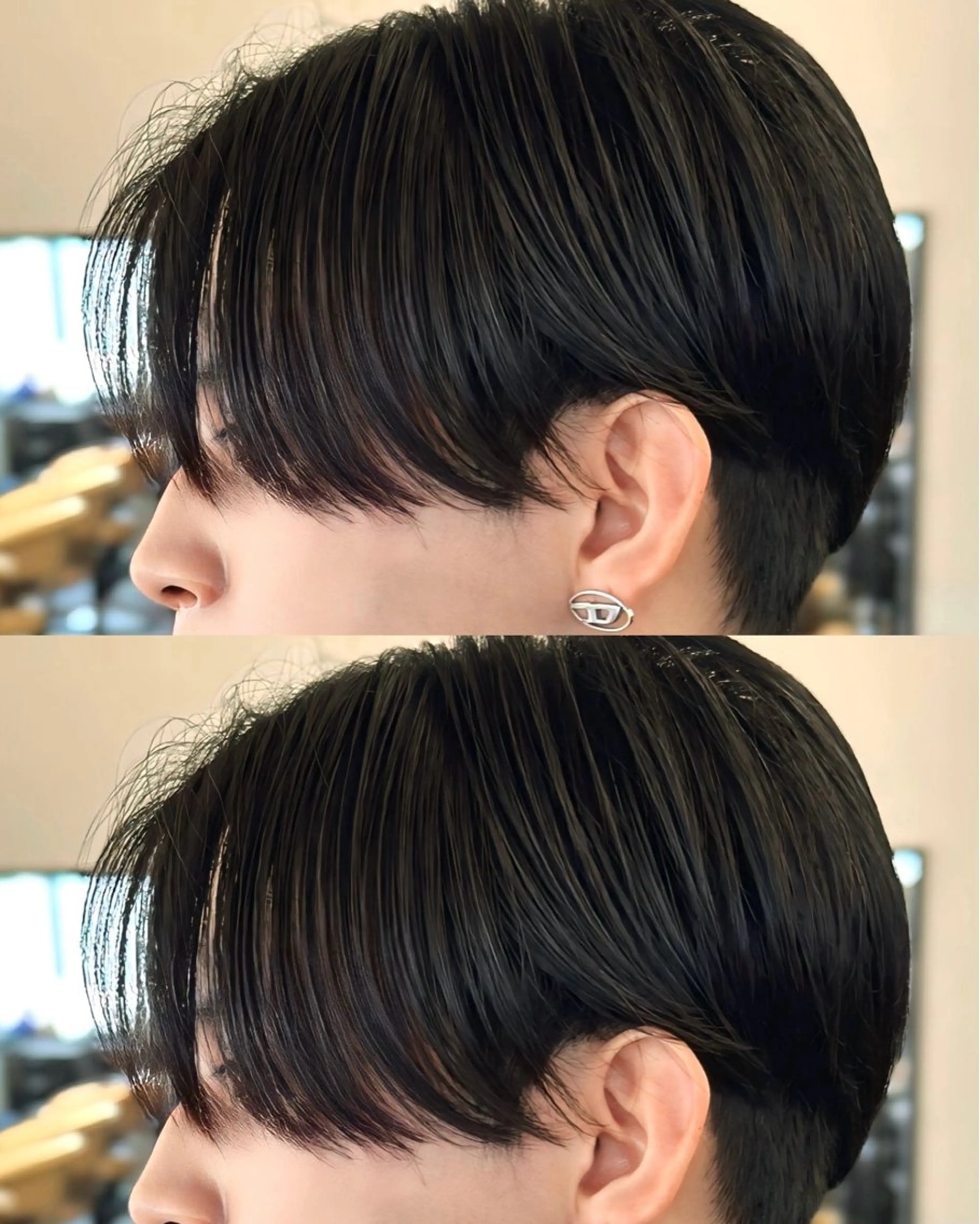 メンズ 曲がる縮毛矯正 センターパート/翼のヘアスタイル