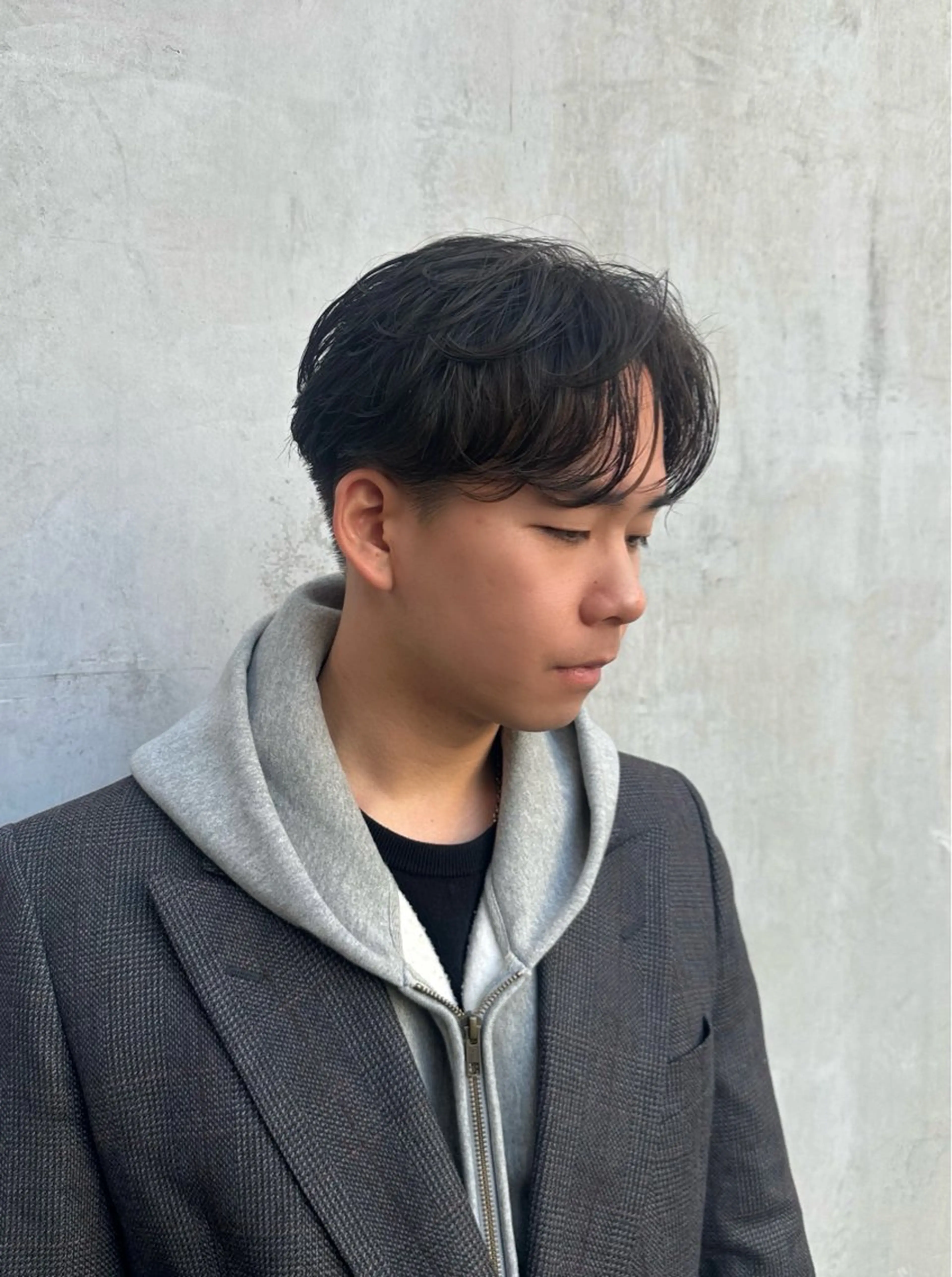 ミディアム パーマ メンズ センターパート カット パーマ 💈原宿指名No.1 センターパート💈のヘアスタイル