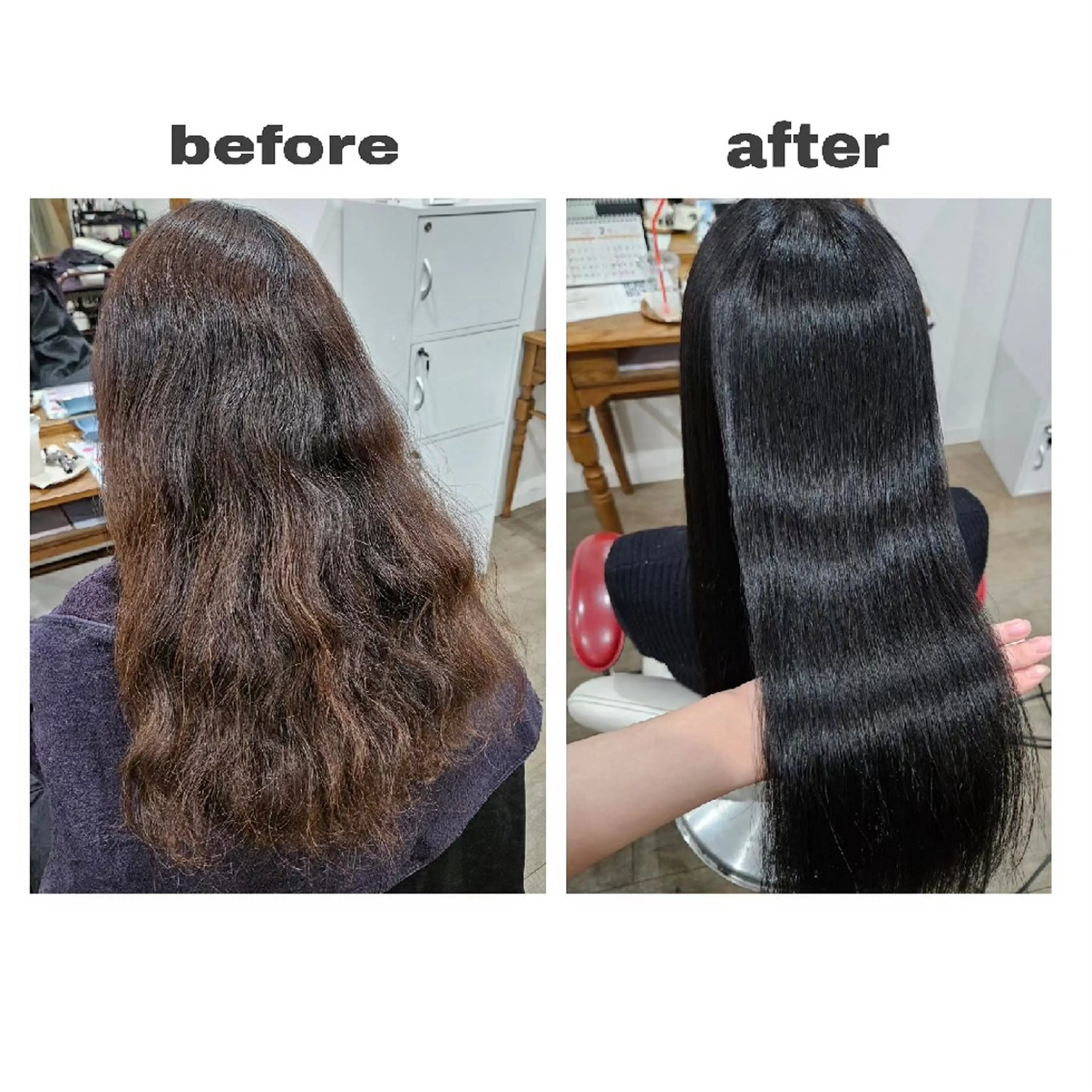 ロング パーマ カラー 黒髪 ブリーチ ブルーカラー ブルーブラック 髪質改善 カット ヘアカラー 縮毛矯正 髪質改善サロン🍃 AIRI のヘアスタイル