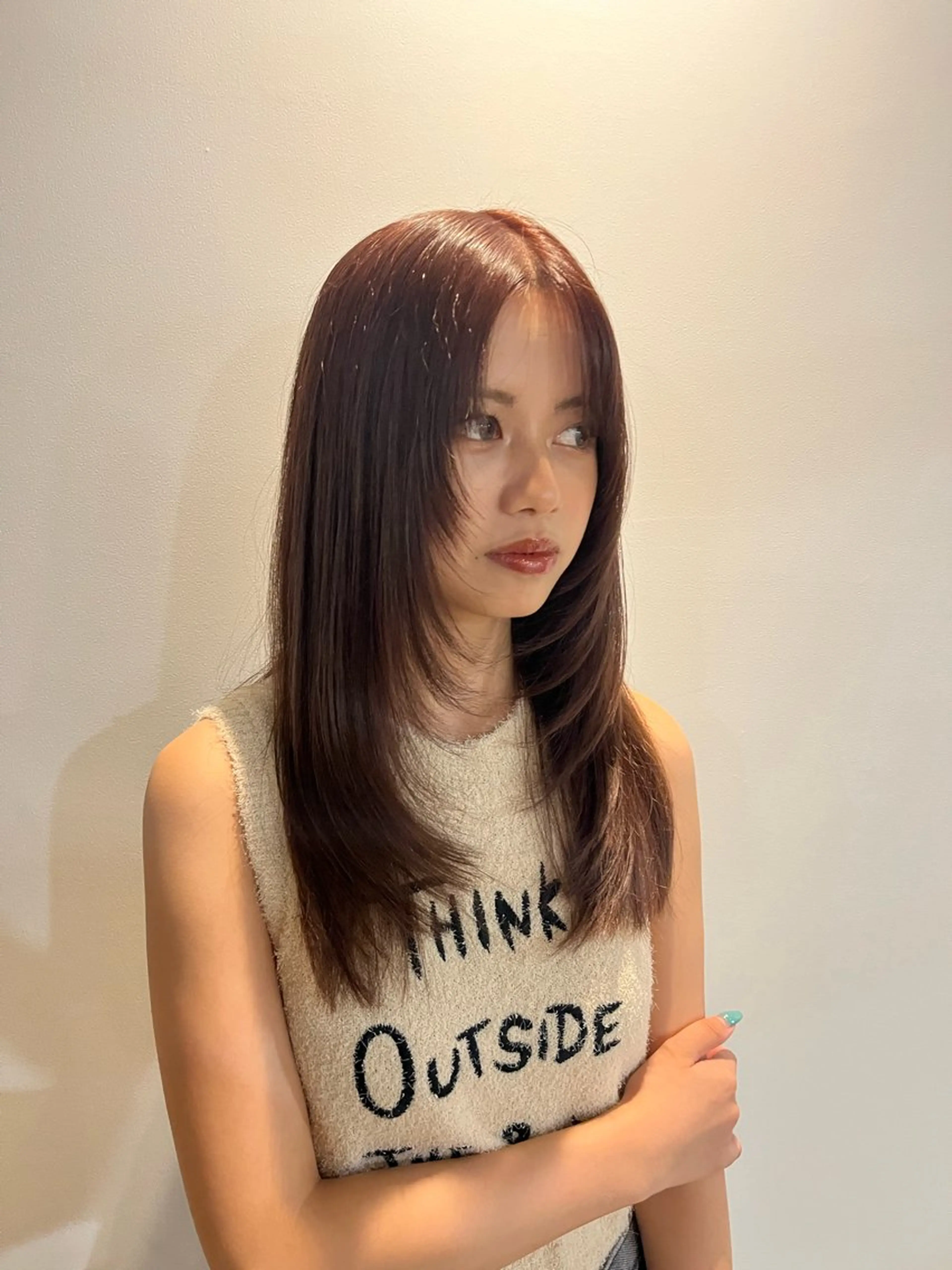 セミロング レッドブラウン レイヤーカット カット ヘアカラー トリートメント 艶髪/縮毛矯正 /NATSUNOのヘアスタイル