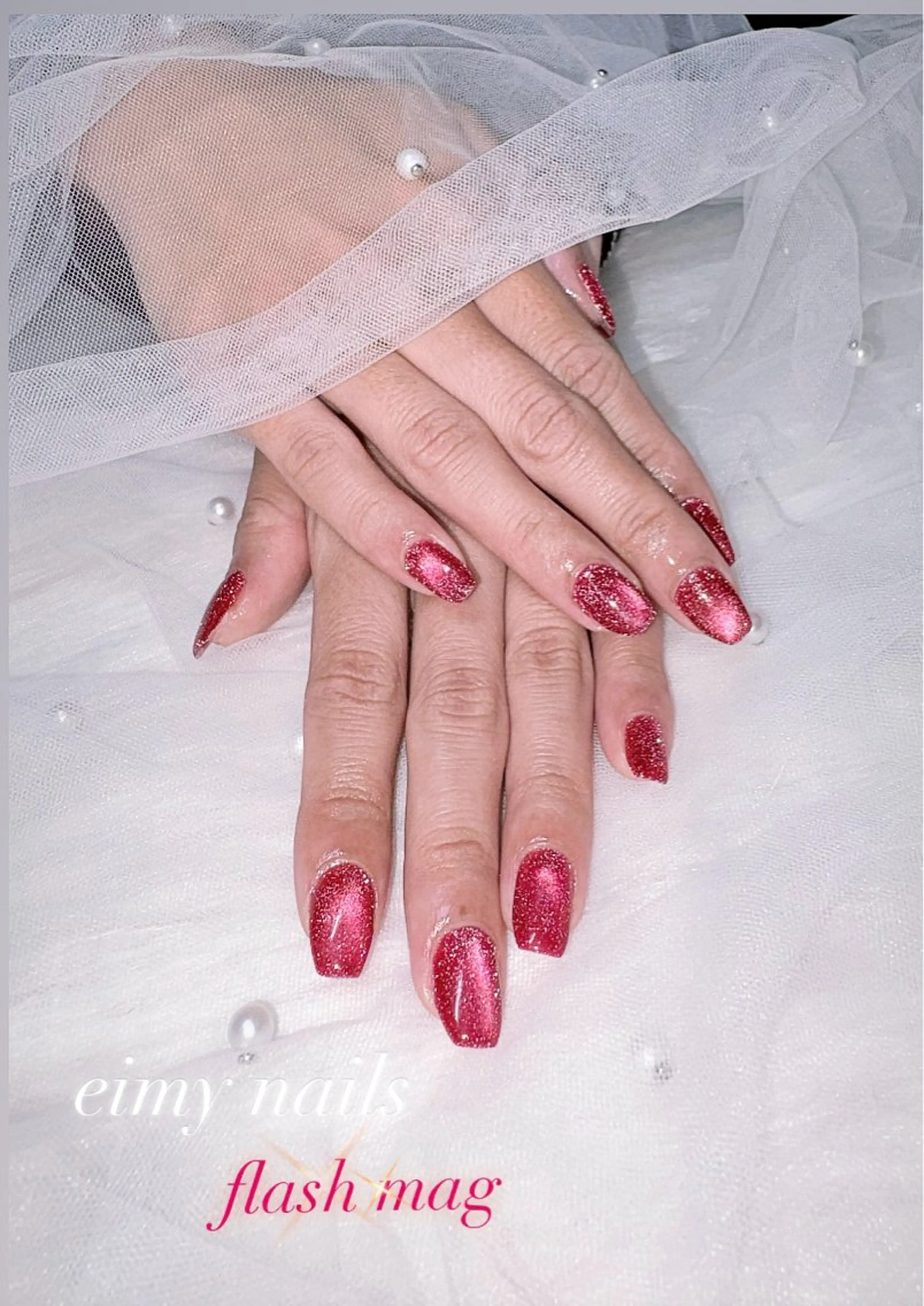 ネイル フラッシュネイル フラッシュマグ ラメ(グリッター) マグネットネイル マグネットワンカラー ハンドネイル eimy nails♡のネイルデザイン