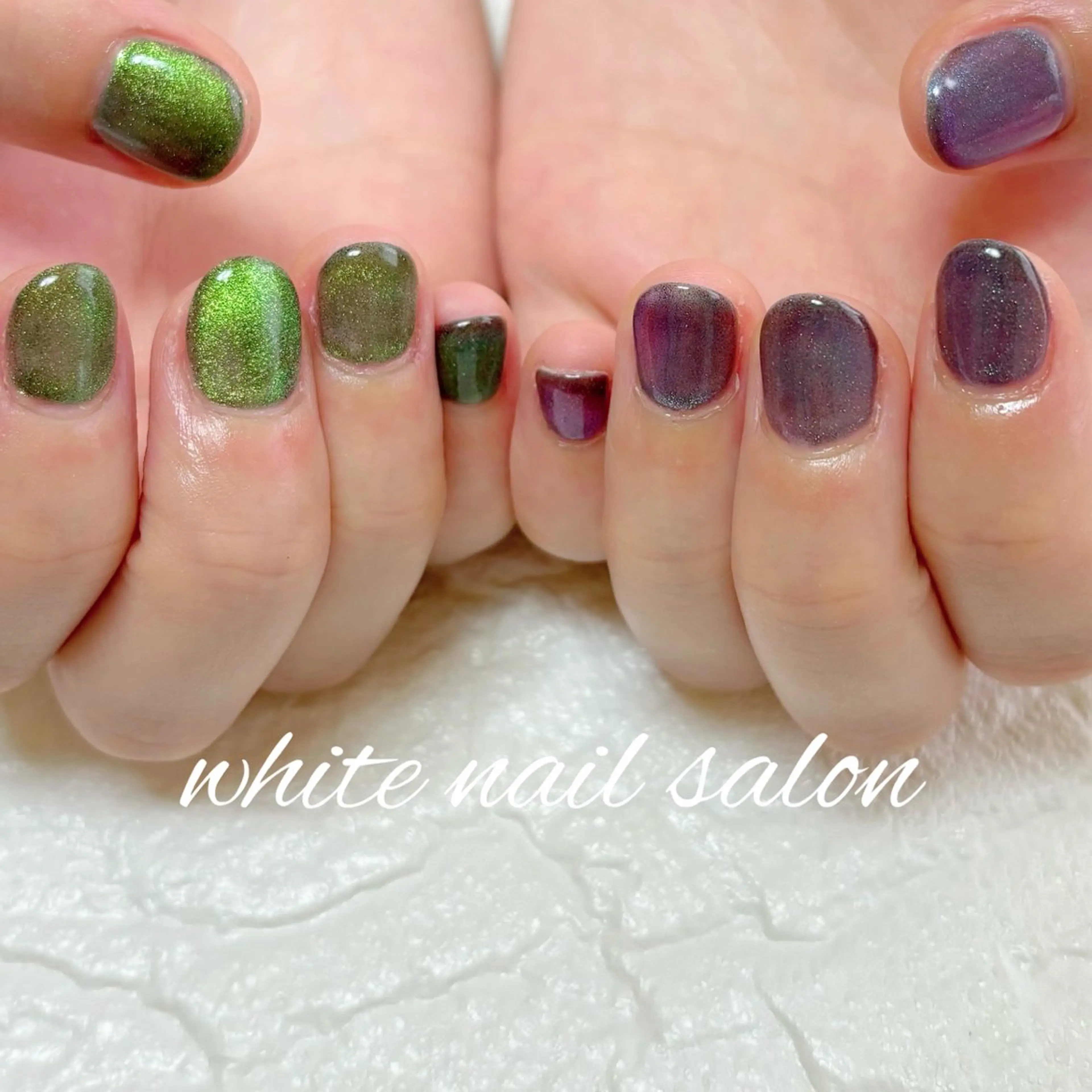 ネイル マグネットネイル ホワイト ハンドネイル white nail salonのネイルデザイン