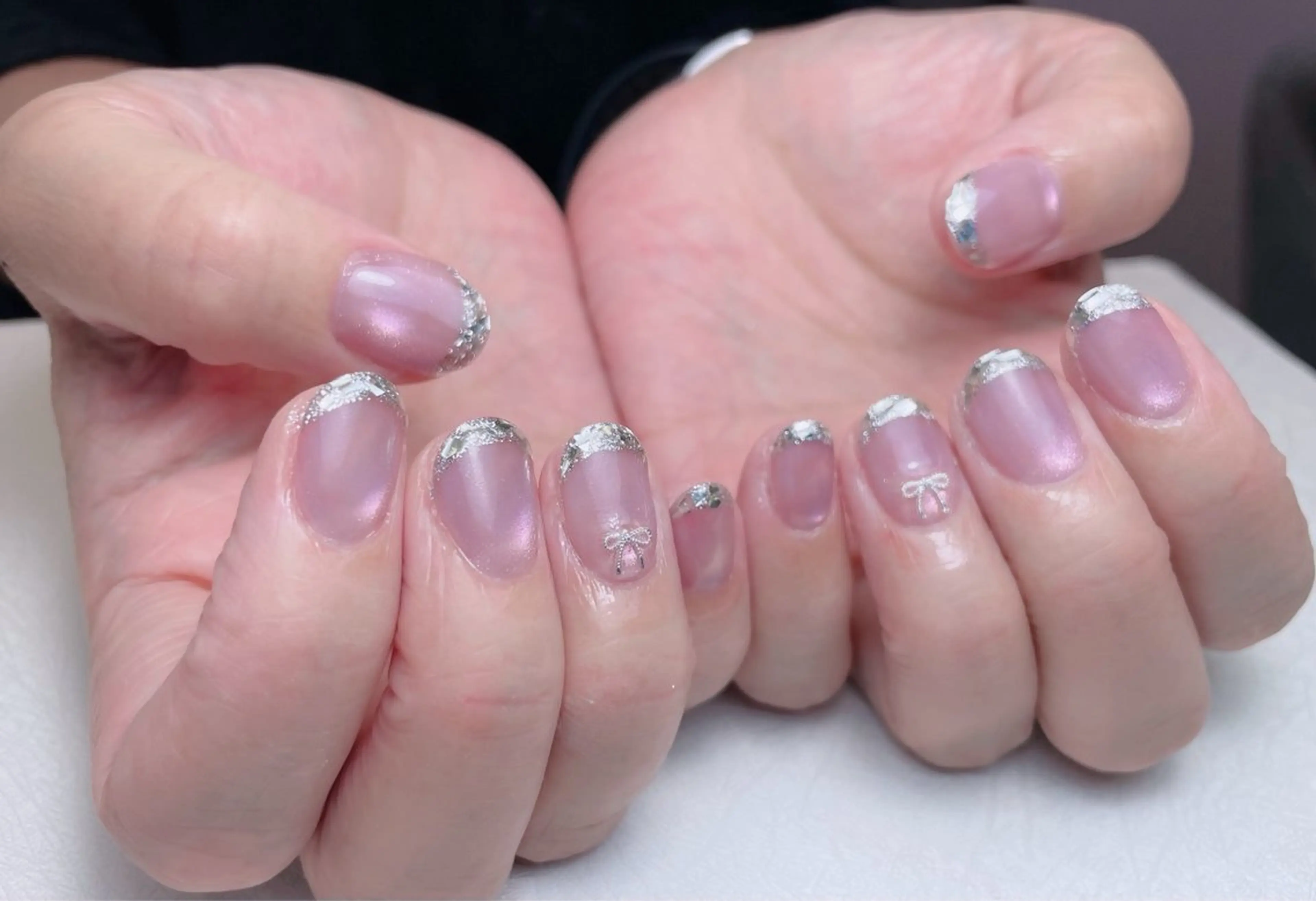 ネイル オーロラネイル 長さ出し フットネイル フレンチネイル 韓国ネイル 中野駅から2分 MEO NAILのネイルデザイン