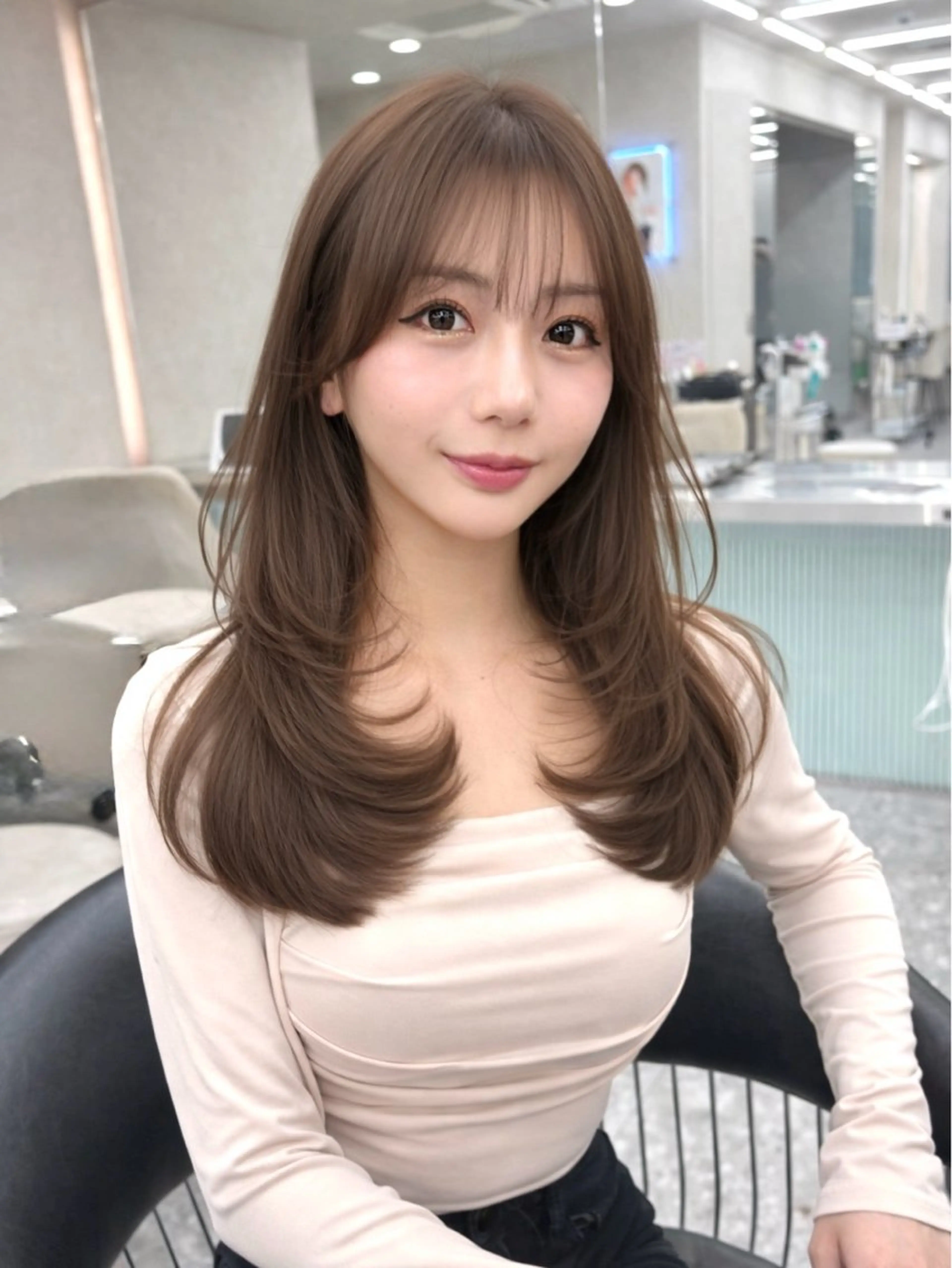 セミロング カラー ヘアアレンジ カット ヘアカラー fumika🎀 ベージュのヘアスタイル