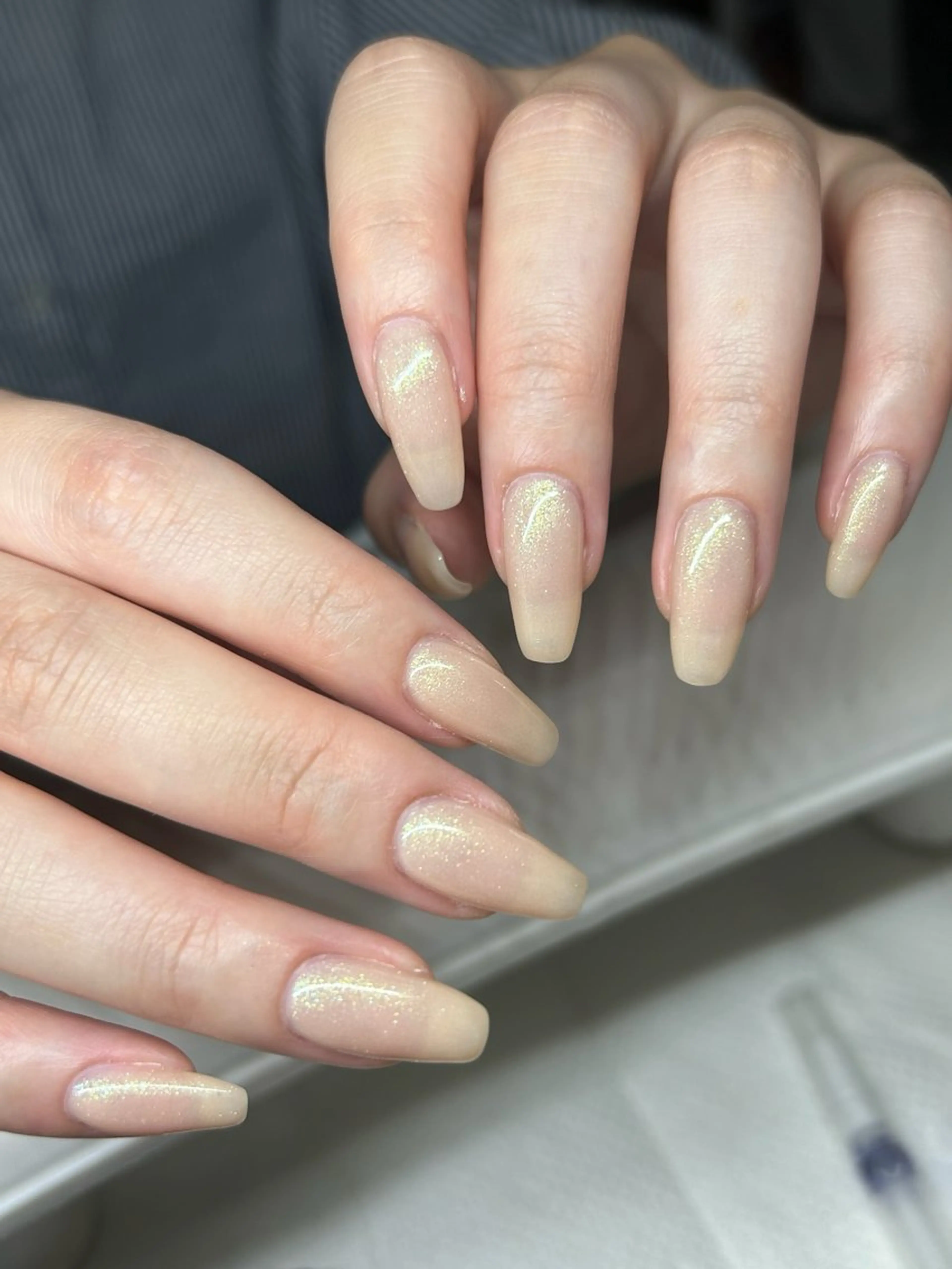ネイル アートネイル オーロラネイル フレンチネイル ジェルネイル ガラスフレンチ RINN ANA.CHUOのネイルデザイン