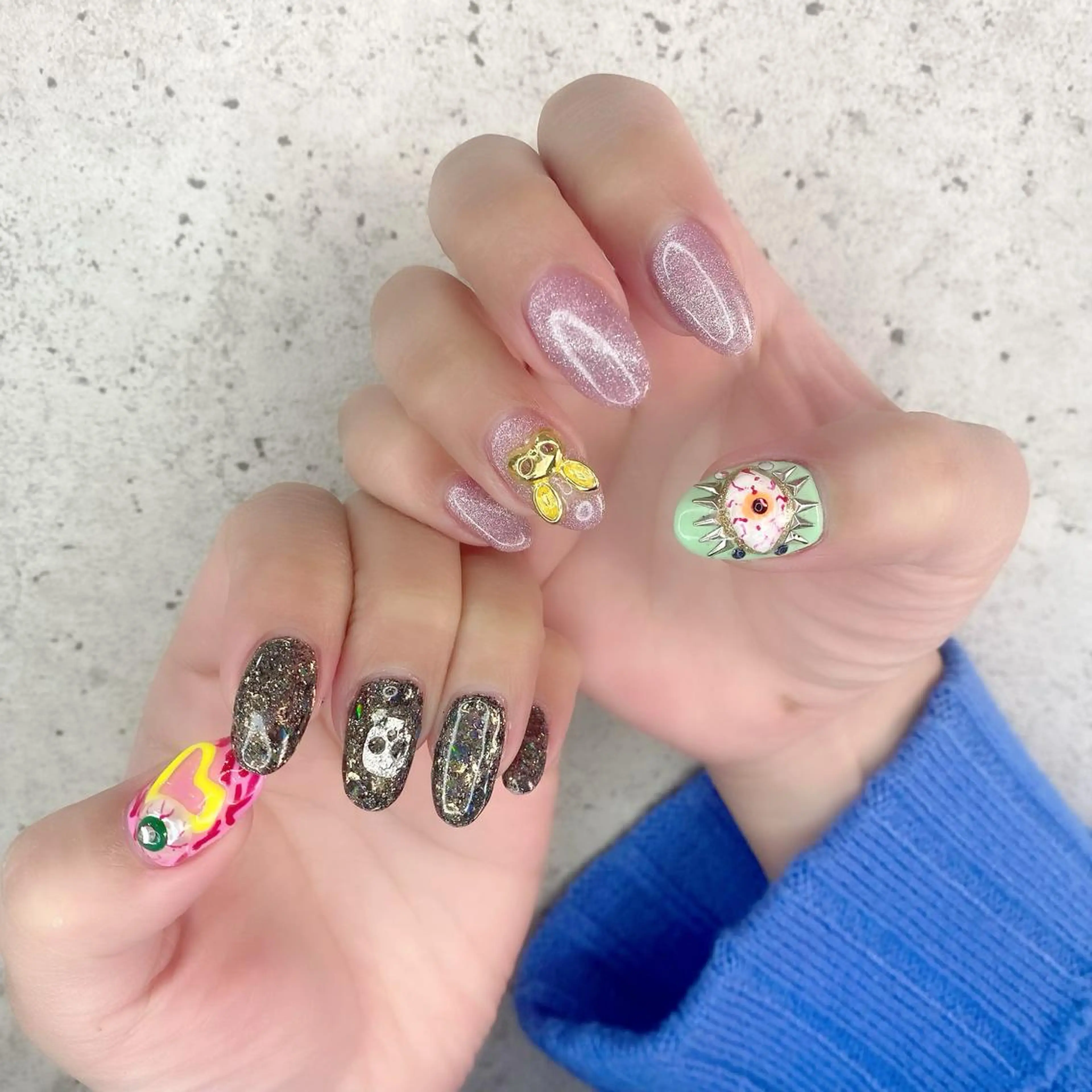 ロング カラー パーマ ヘアアレンジ メンズ キッズ ネイル マツエク・マツパ アイブロウ フラッシュネイル ラメ(グリッター) マグネットネイル ハンドネイル Salon Kのネイルデザイン