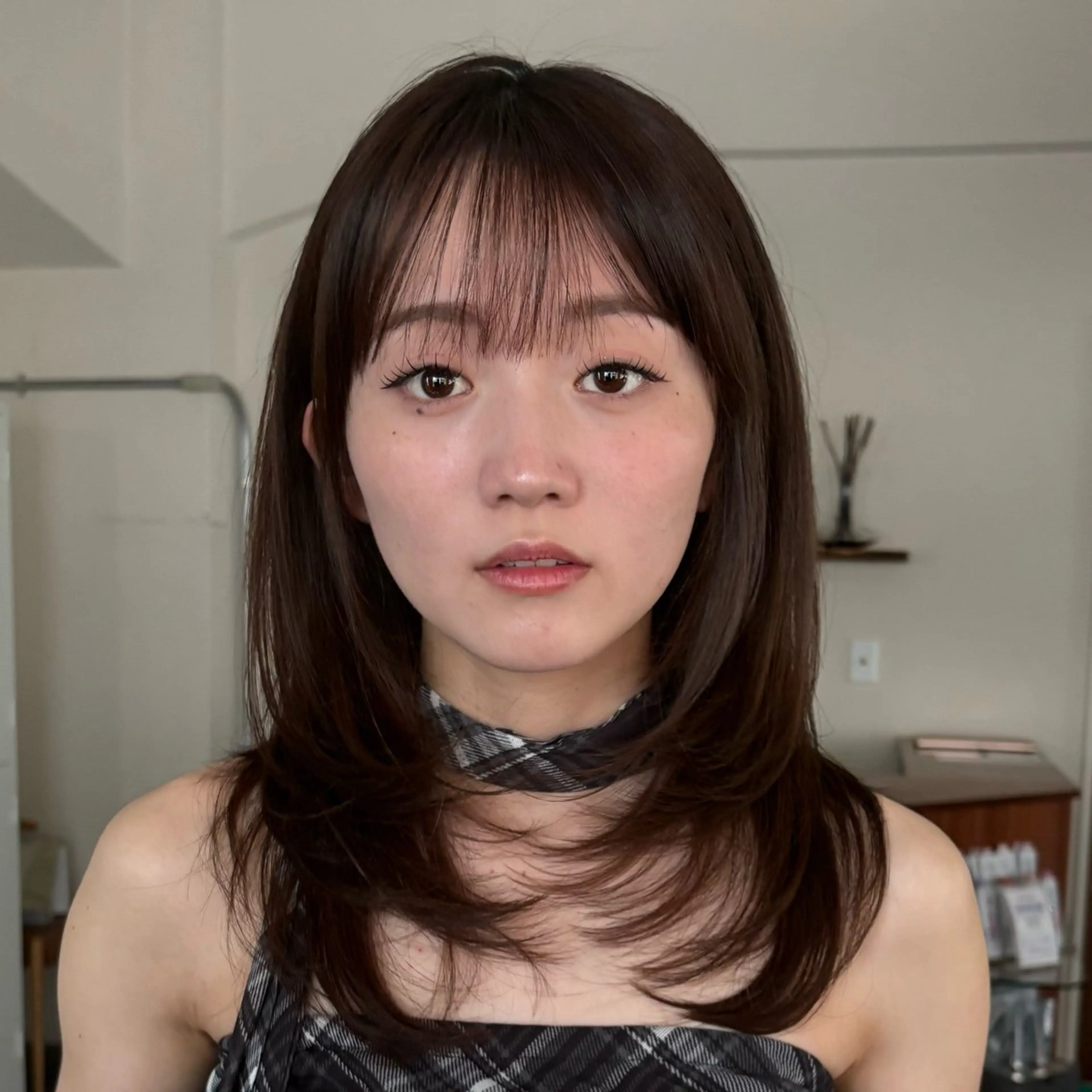 ミディアム カット ヘアカラー トリートメント 透明感カラー/顔周り カット/ののか💞のヘアスタイル