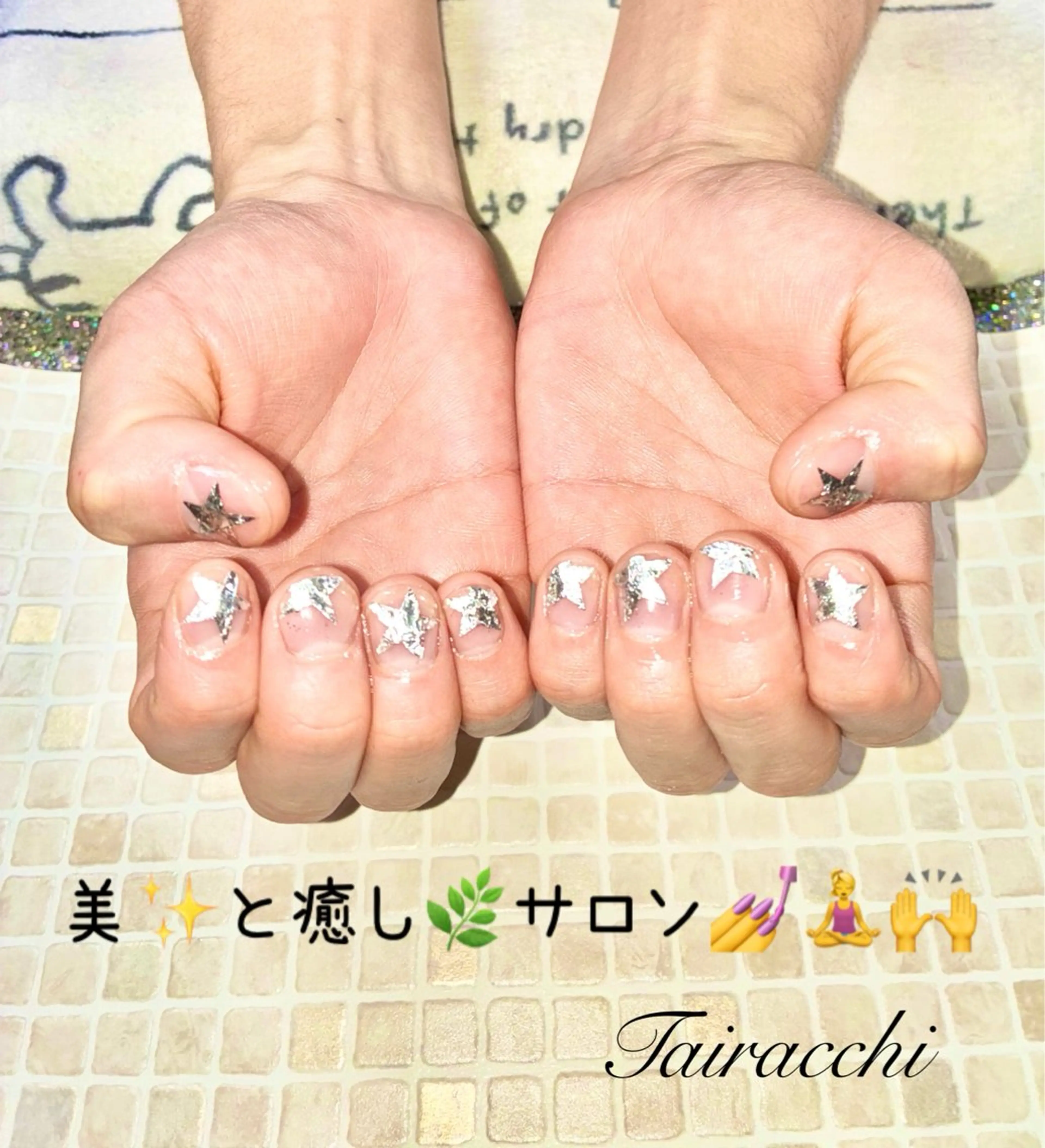 ネイル クリアネイル ジェルネイル シルバー フットネイル Tairacchi タイラッチのネイルデザイン