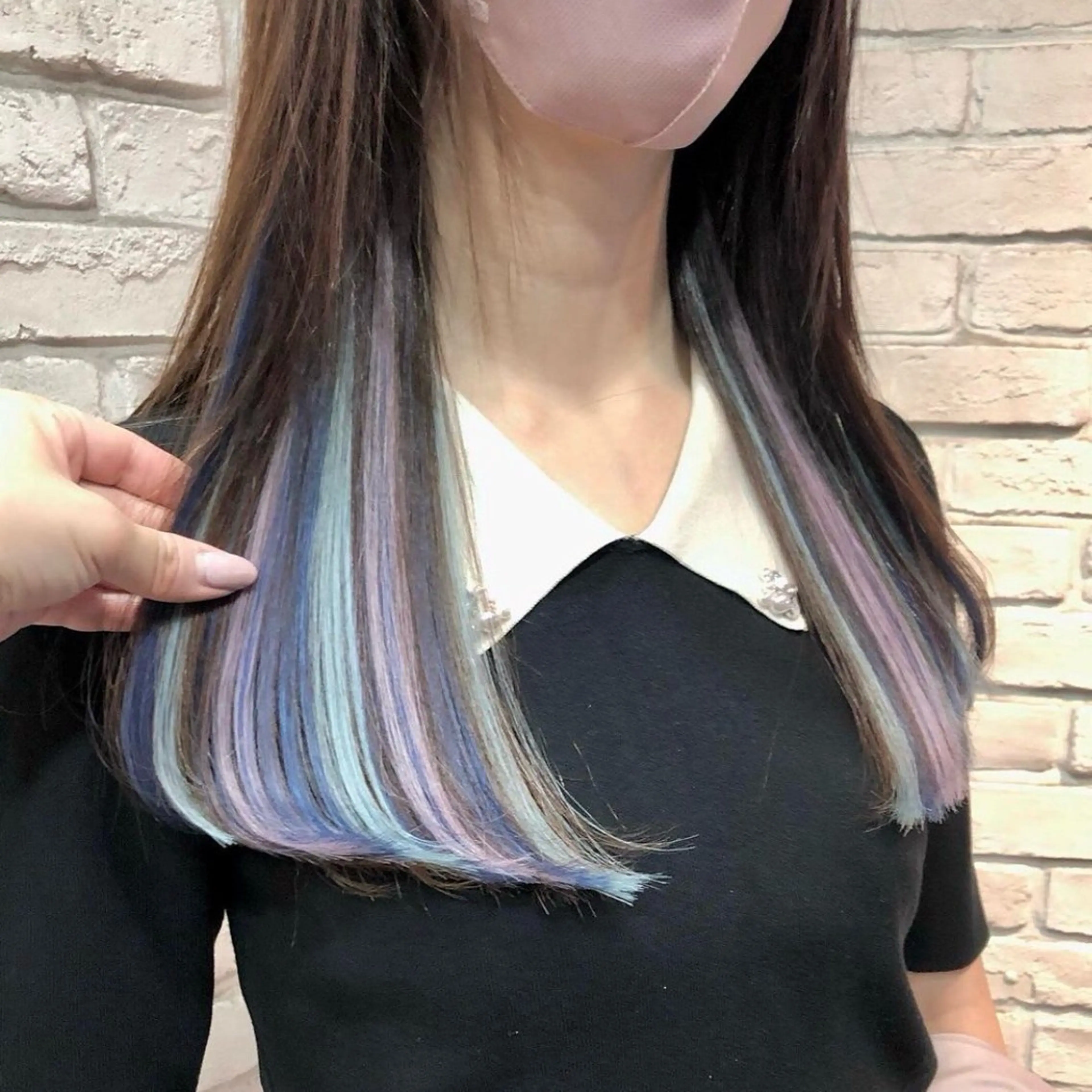 セミロング エクステ 横浜パーマ🌐メンズ 暖色カラーもえかのヘアスタイル