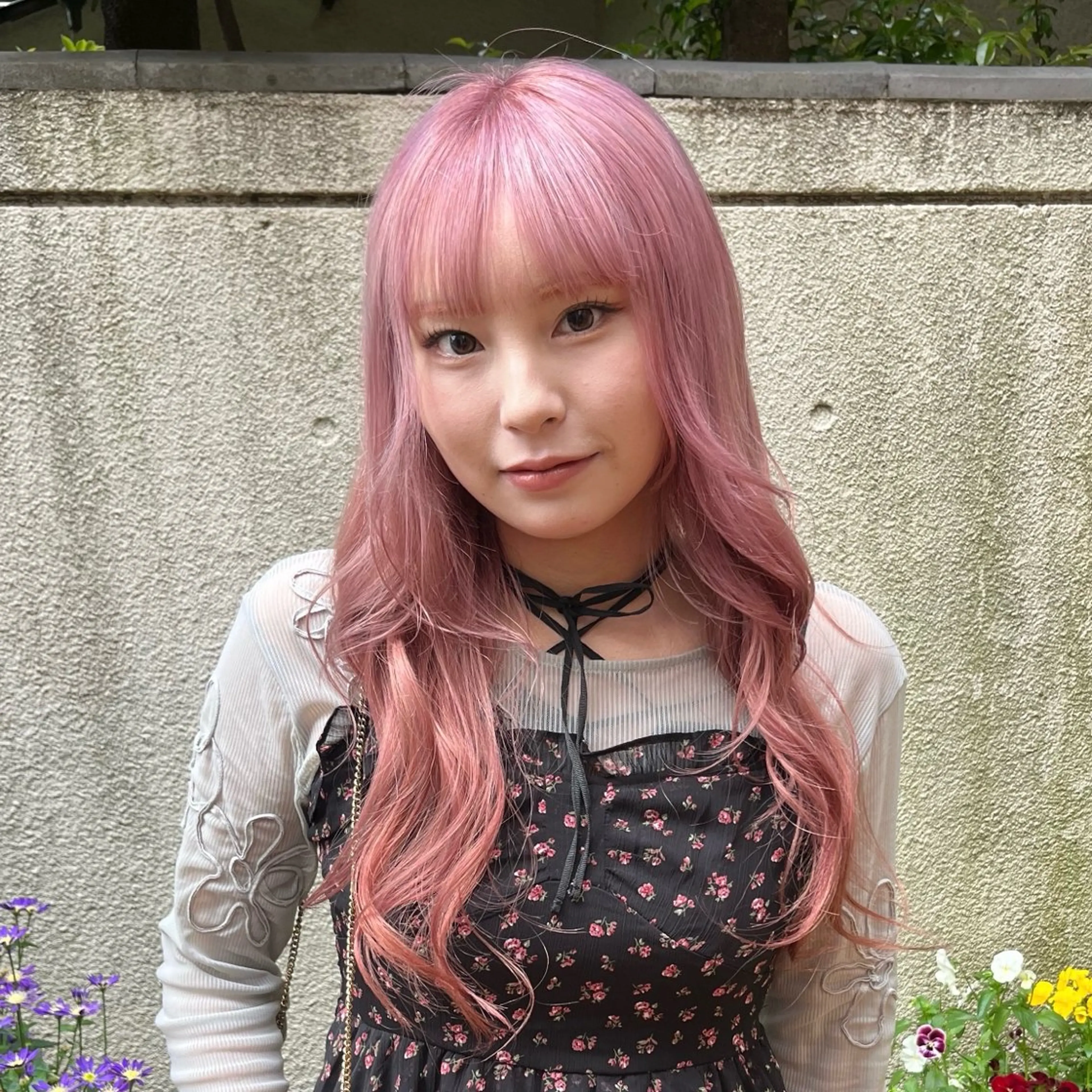 ロング カラー ブリーチ ピンクカラー ヘアカラー レイヤー/ベージュ mikuのヘアスタイル