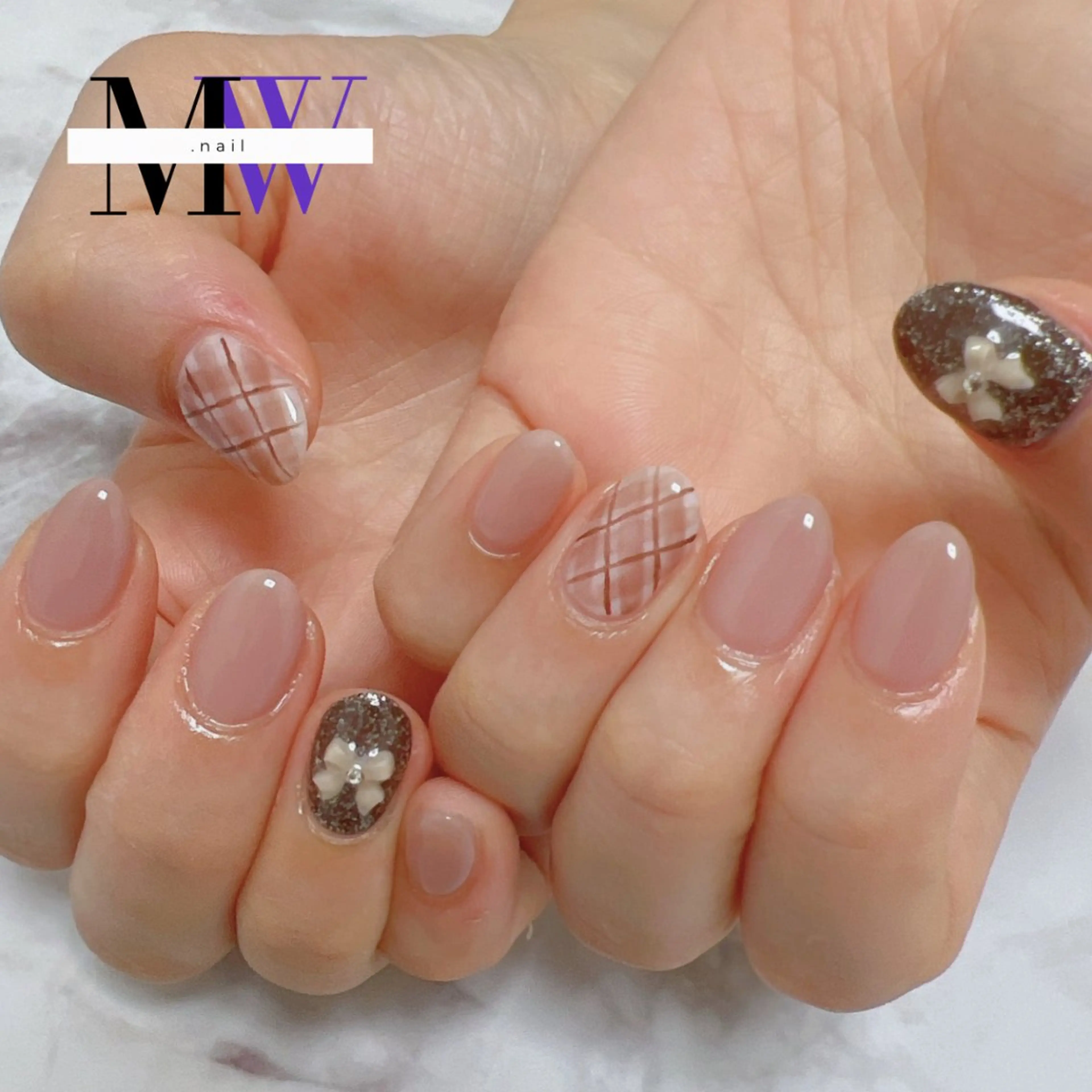 ネイル リボン ハンドネイル MW .nailのネイルデザイン