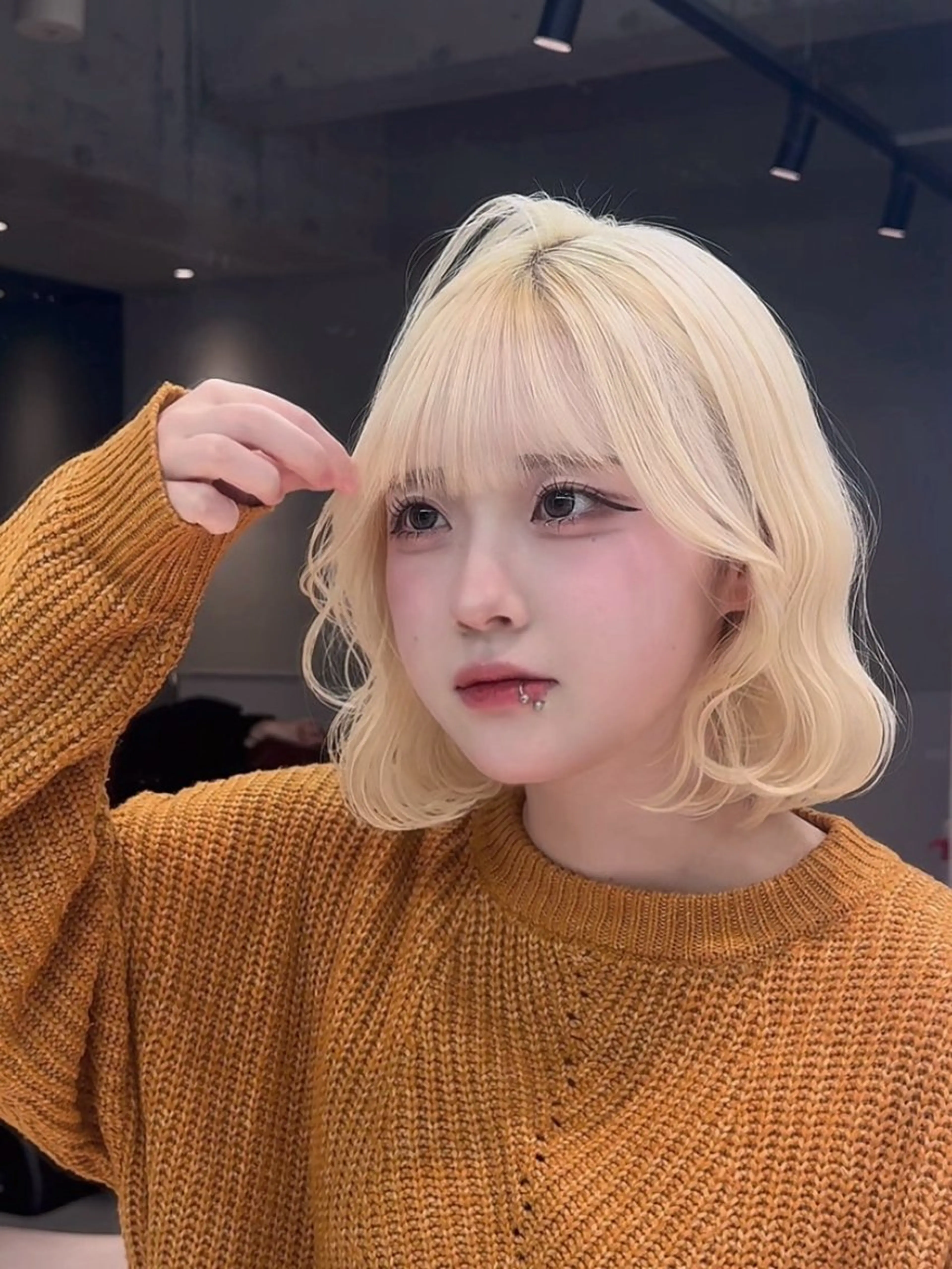 ミディアム カラー ヘアアレンジ ヘアカラー トリートメント ARIA💎縮毛矯正 ブリーチ💎複雑履歴のヘアスタイル