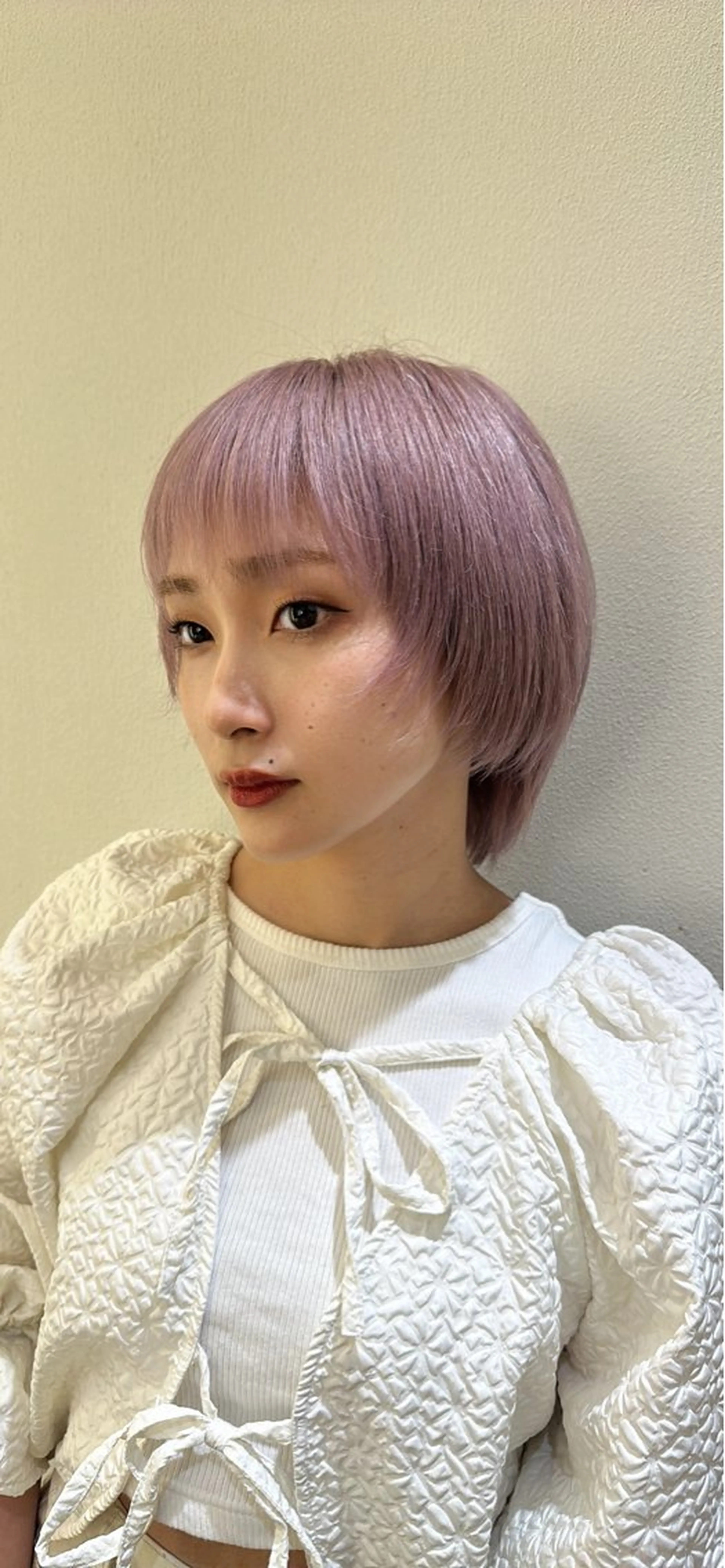 ショート 銀座／柔らかベージュ ／骨格診断／三井遥叶のヘアスタイル