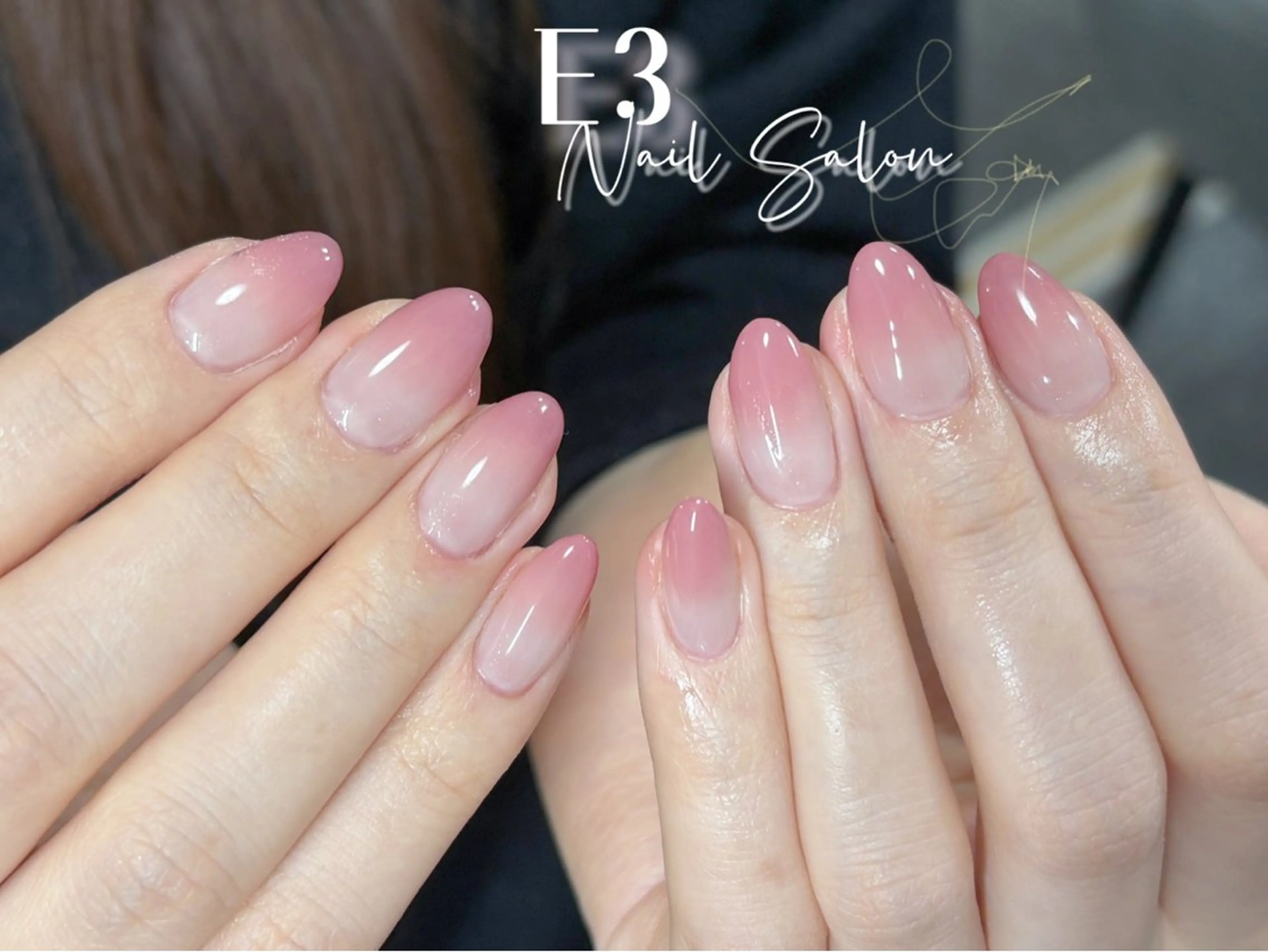 ネイル フレンチネイル ジェルネイル ガラスフレンチ グラデーション キラキラネイル ハンドネイル E3 Nail Salonのネイルデザイン