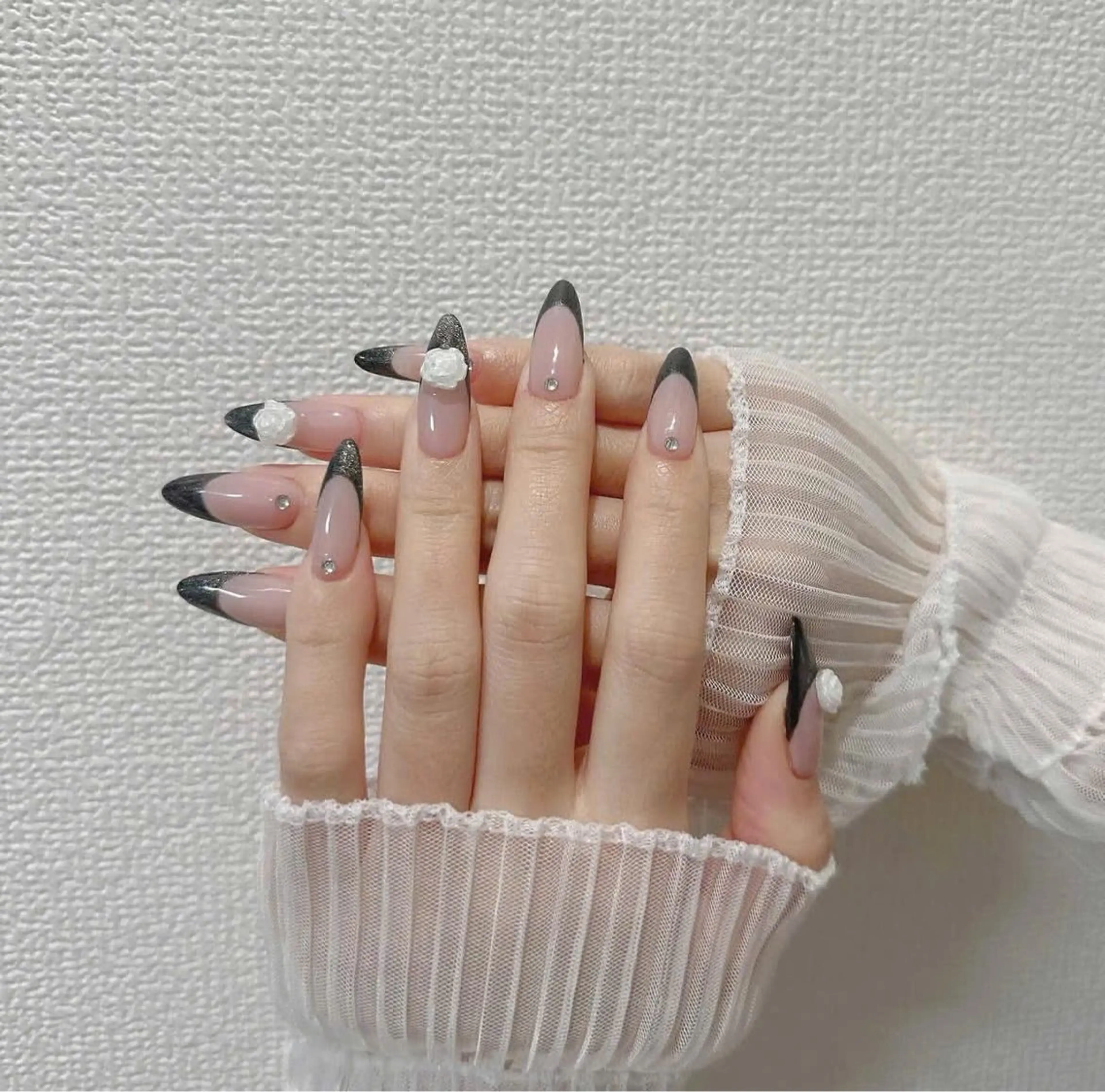 ネイル ガーリー ハート 韓国ネイル ニュアンスネイル リボン Sora nail 長さ出し専門店のネイルデザイン