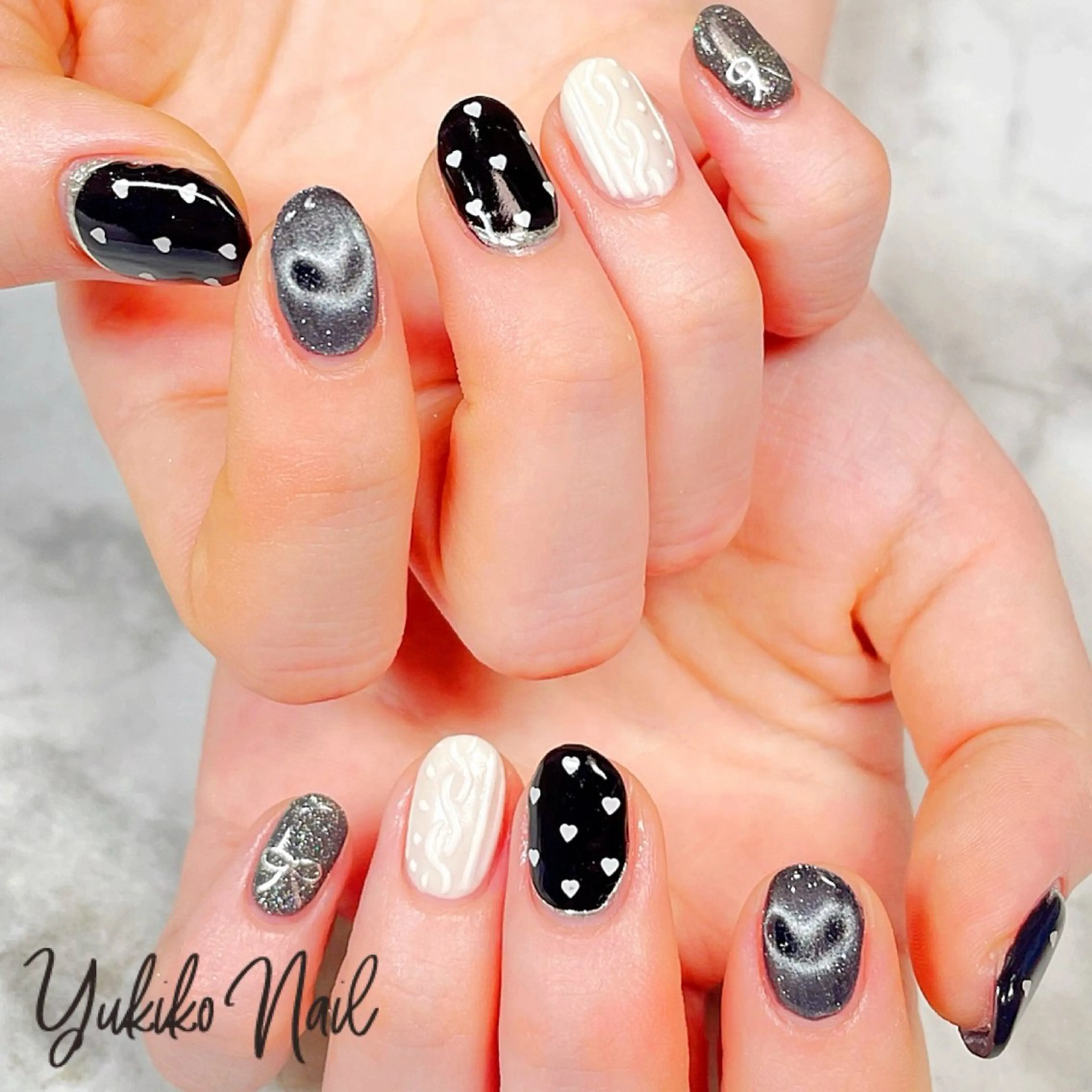 ネイル ハート マグネットネイル 冬ネイル ユキコ ネイルのネイルデザイン