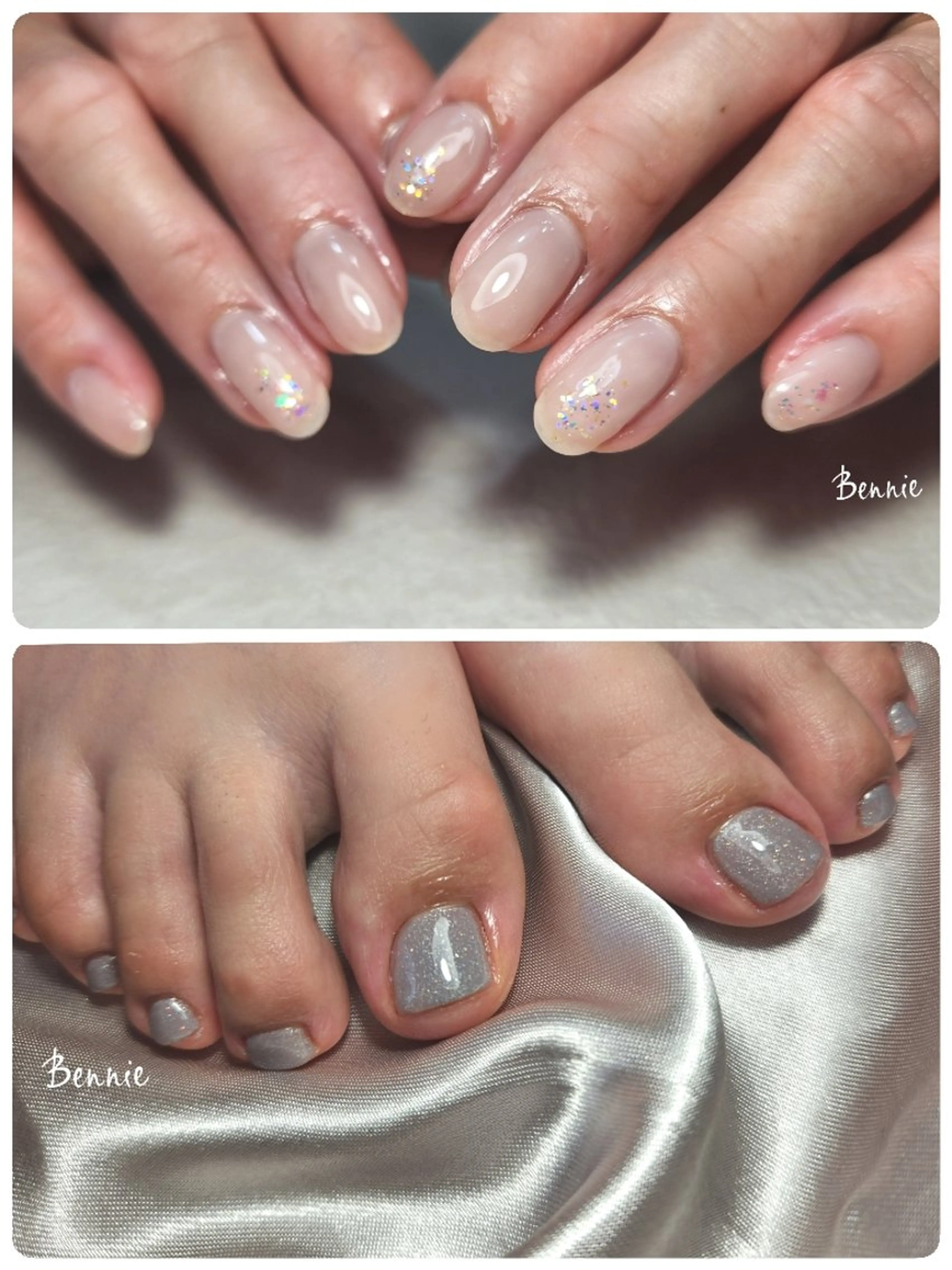 ネイル フットネイル キラキラネイル ラメ(グリッター) オフィスネイル シンプルネイル   BENNIEのネイルデザイン