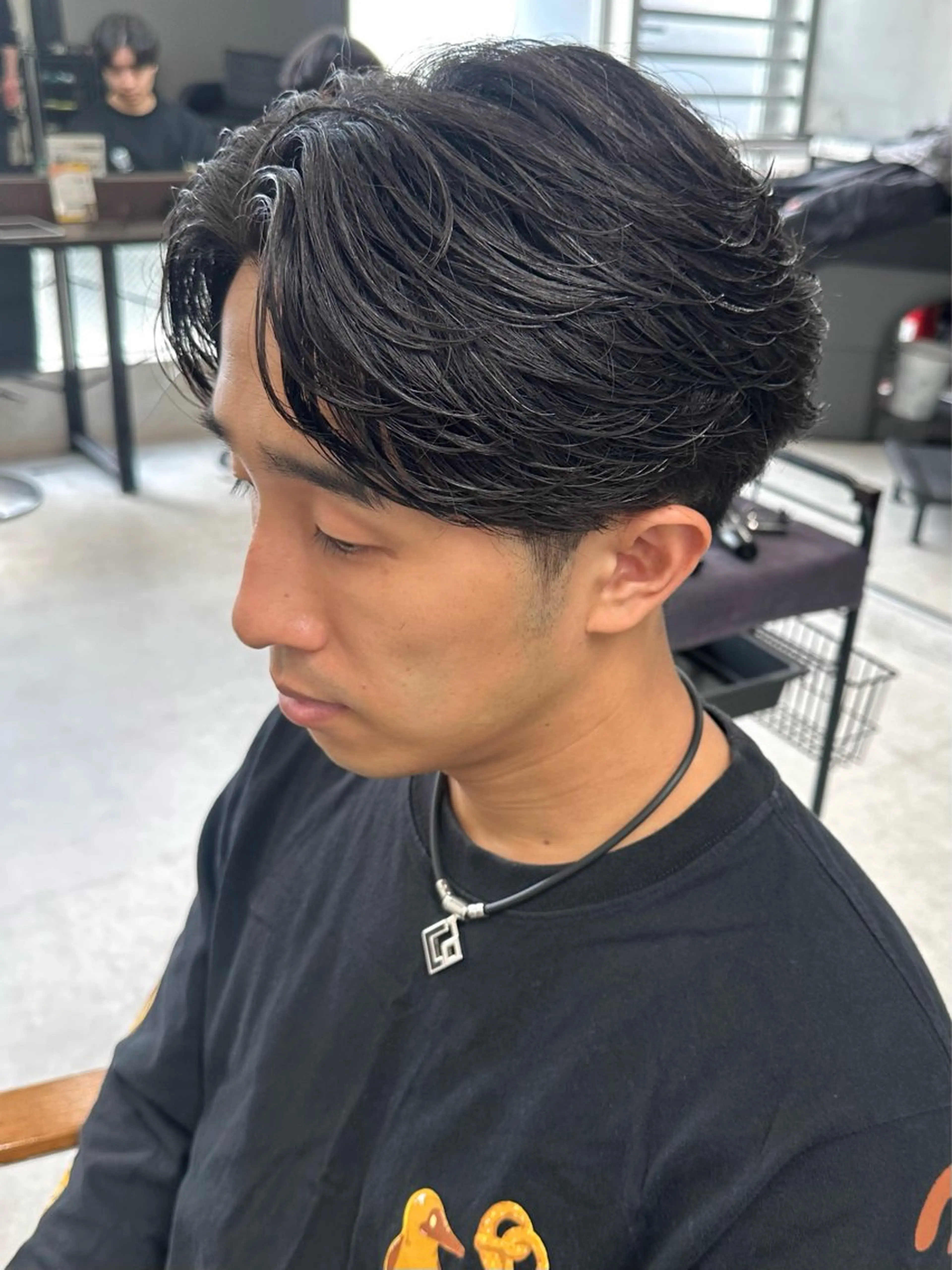 ミディアム パーマ メンズ カット パーマ トリートメント メンズ似合わせ🪞 kotoriのヘアスタイル