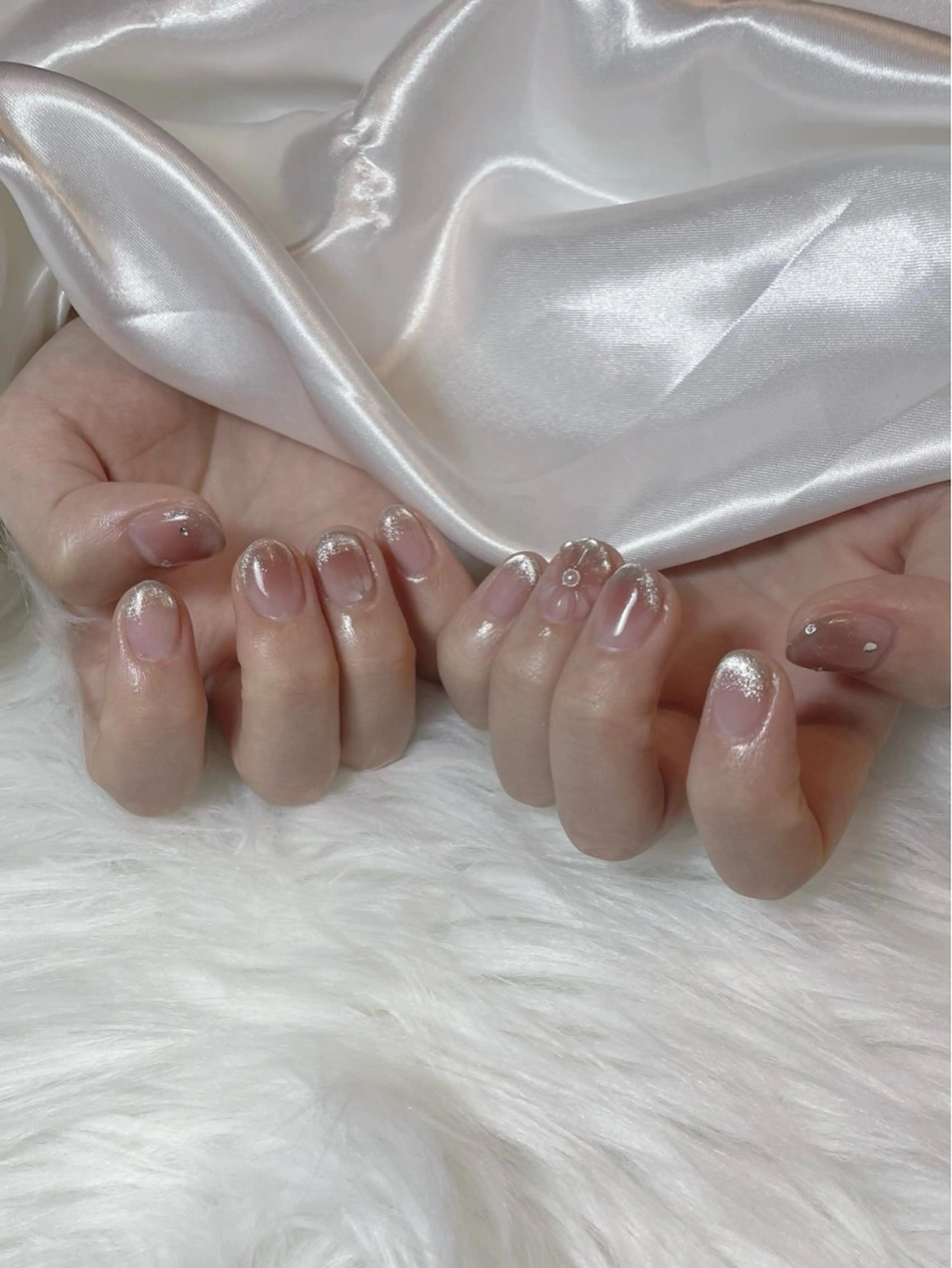 ネイル ブルー フレンチネイル キラキラネイル マグネットネイル シンプルネイル ハンドネイル timtam --sakiのネイルデザイン