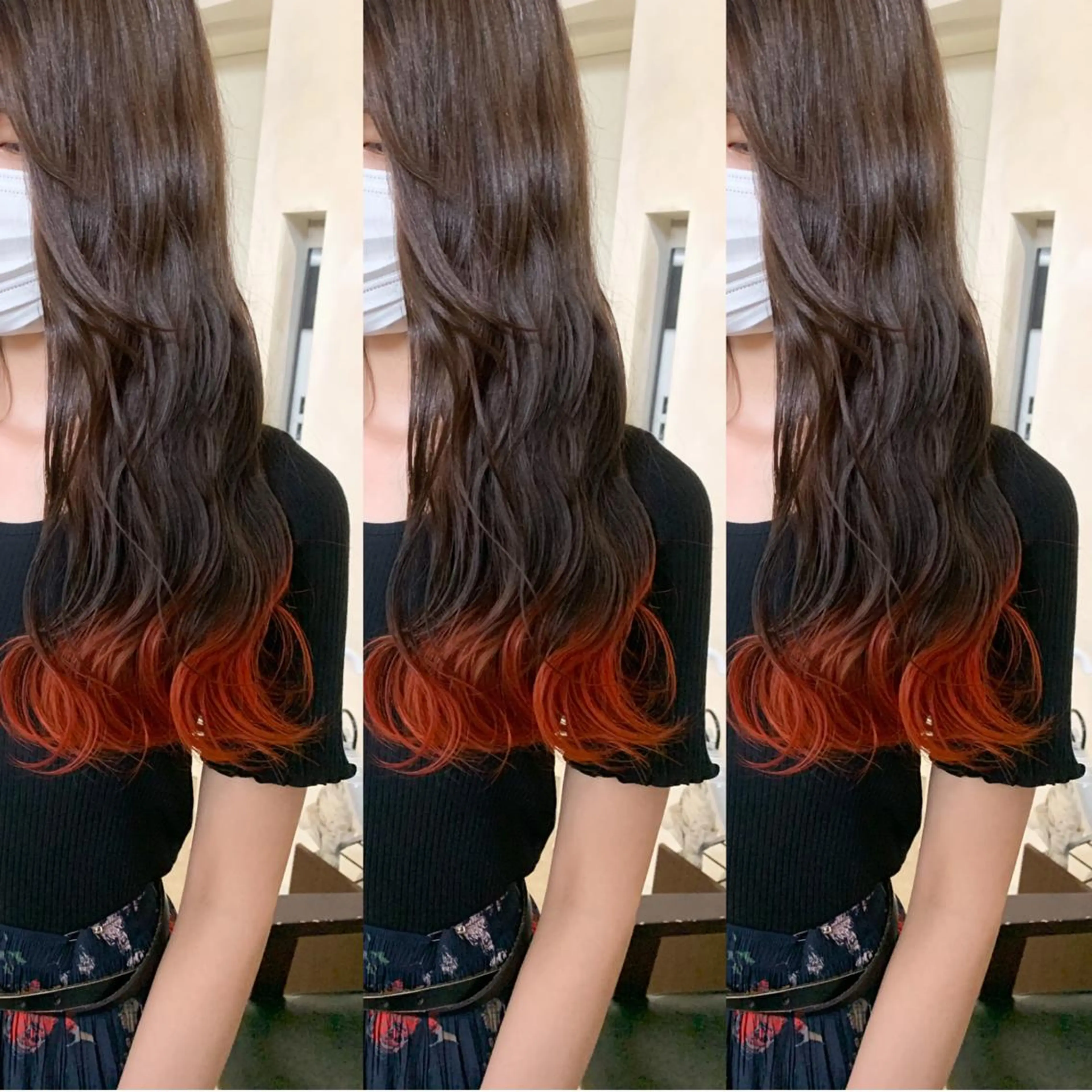 ロング カラー オレンジ ヘアカラー トリートメント トリートメント /カラー/NAOKIのヘアスタイル