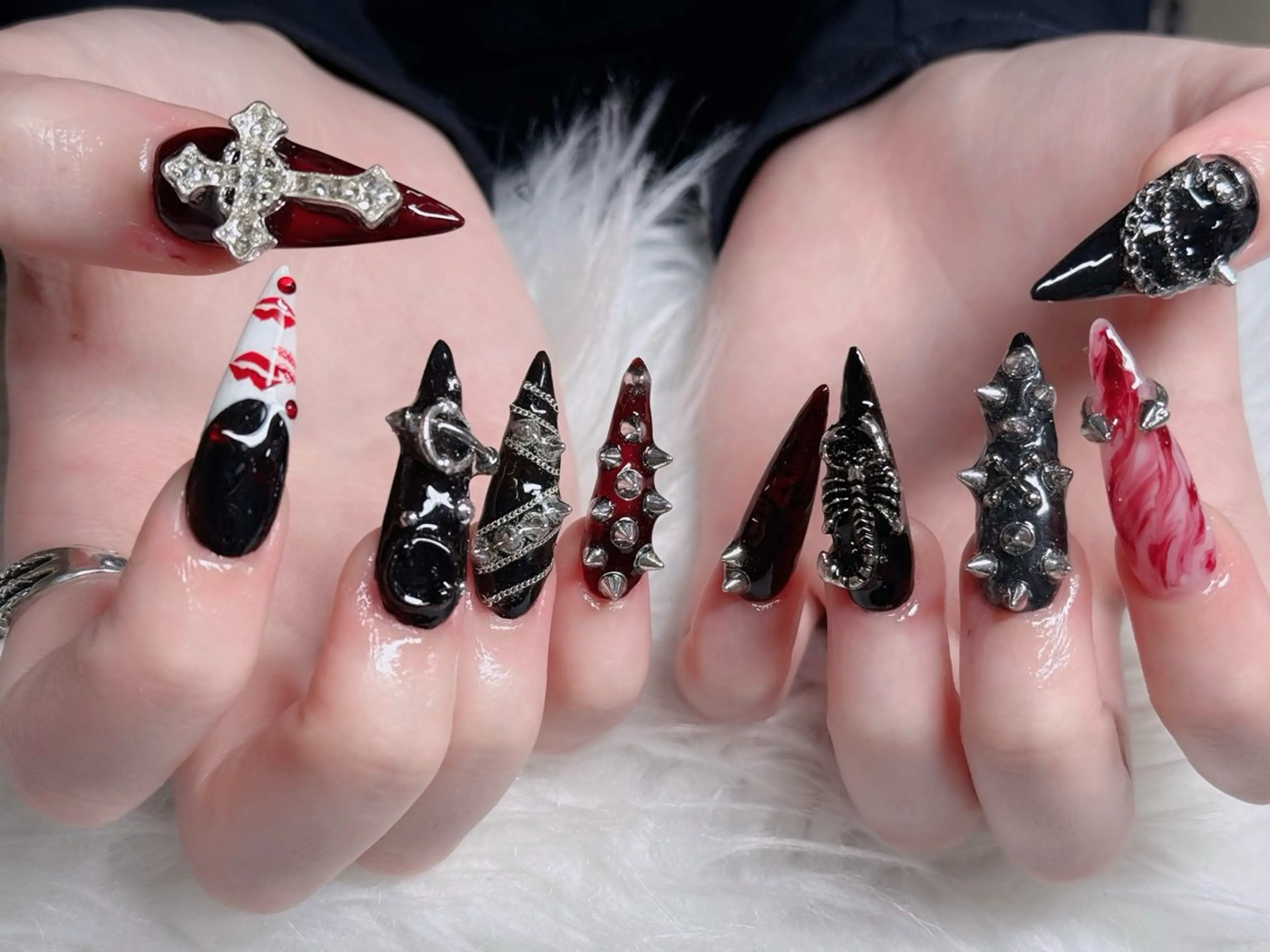 ネイル アートネイル ボルドー フレンチネイル ジェルネイル 氷ネイル・うるうるネイル ハンドネイル H.baby Nail Salonのネイルデザイン