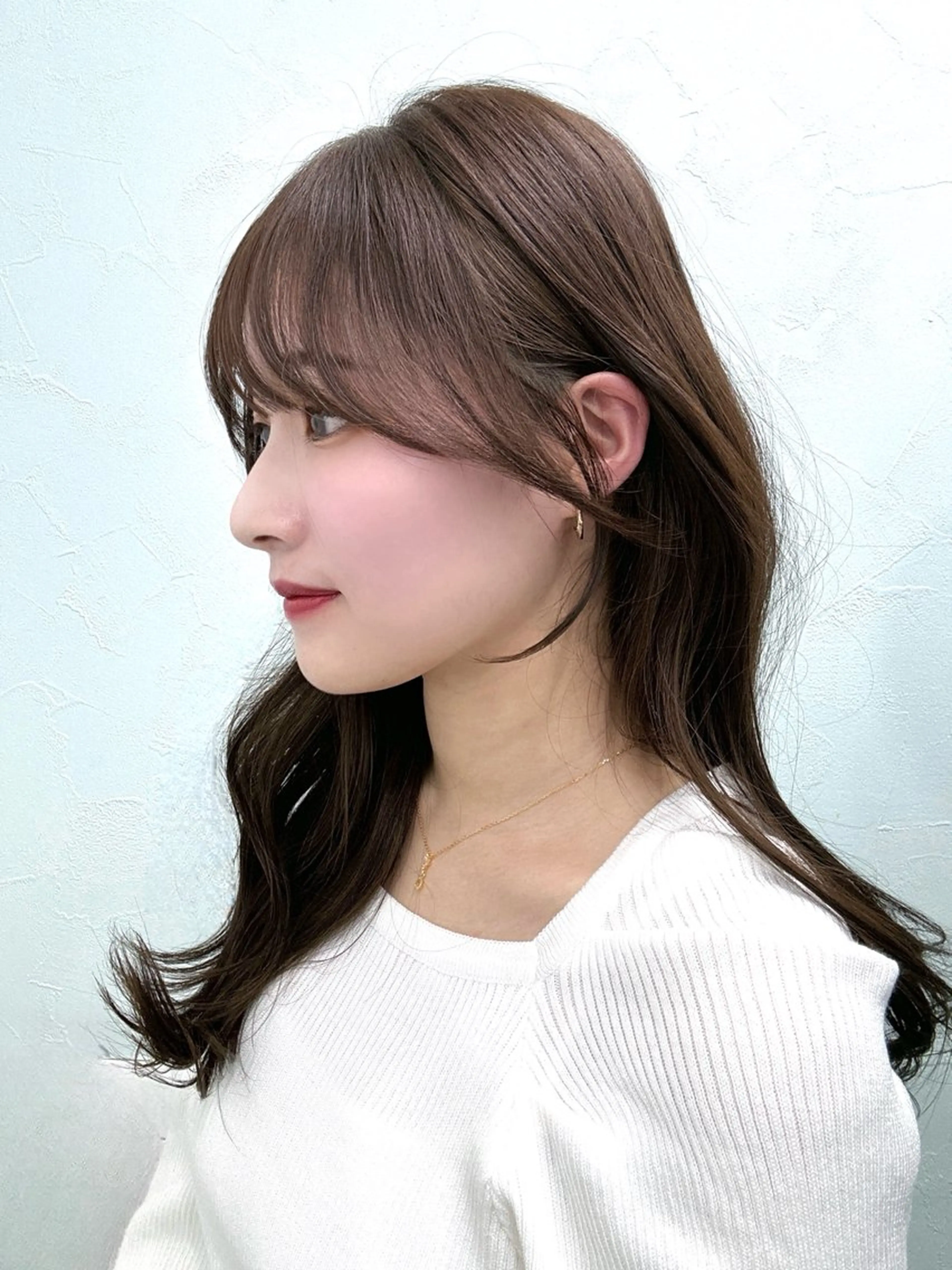 セミロング カラー 顔周りカット 韓国風ヘア 盛れる顔周りカット ♥️韓国ヘア"ちぇるのヘアスタイル