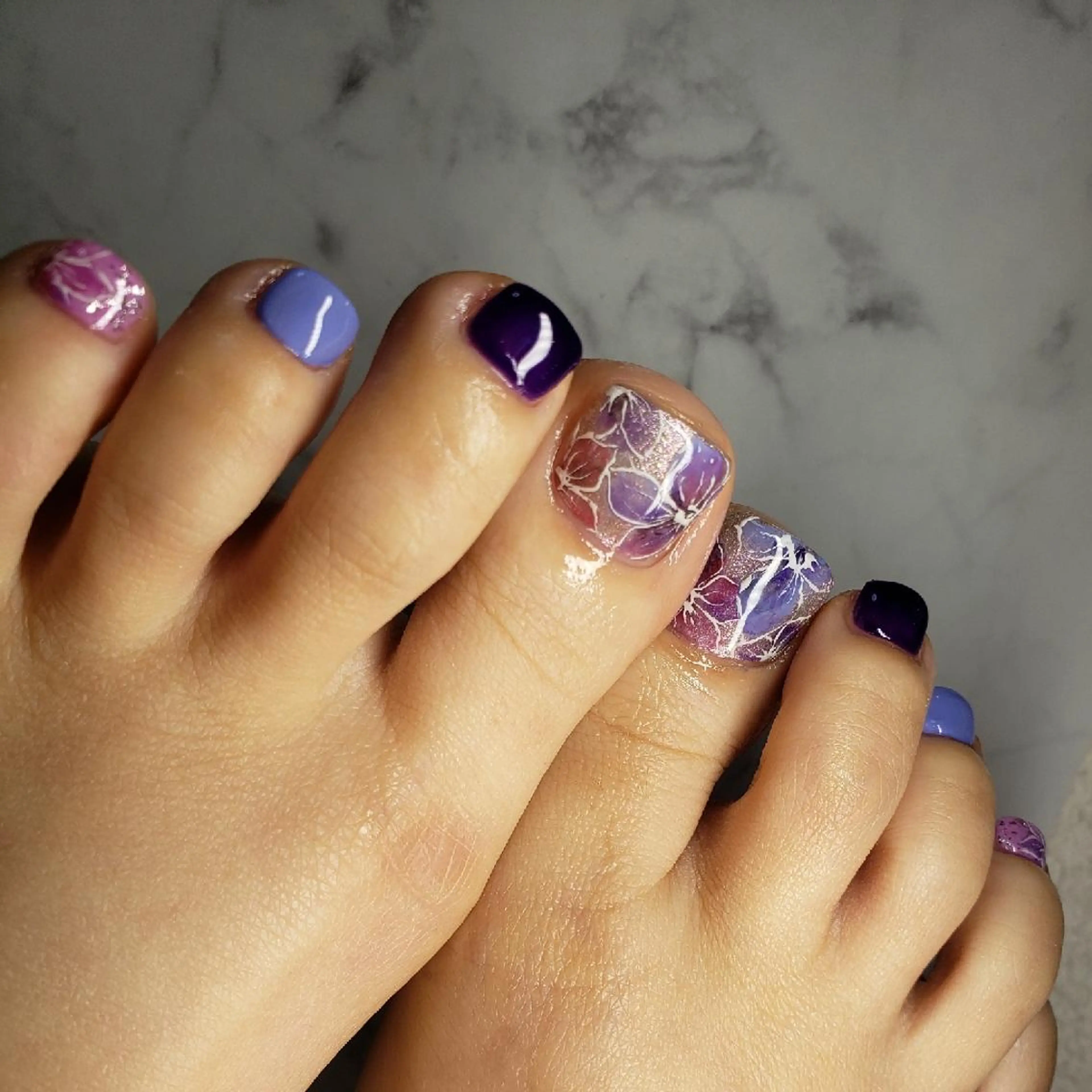 ネイル フットネイル パープル 春ネイル Nail salon Coco所属・Nail salon Coco【溝の口駅】のネイルデザイン