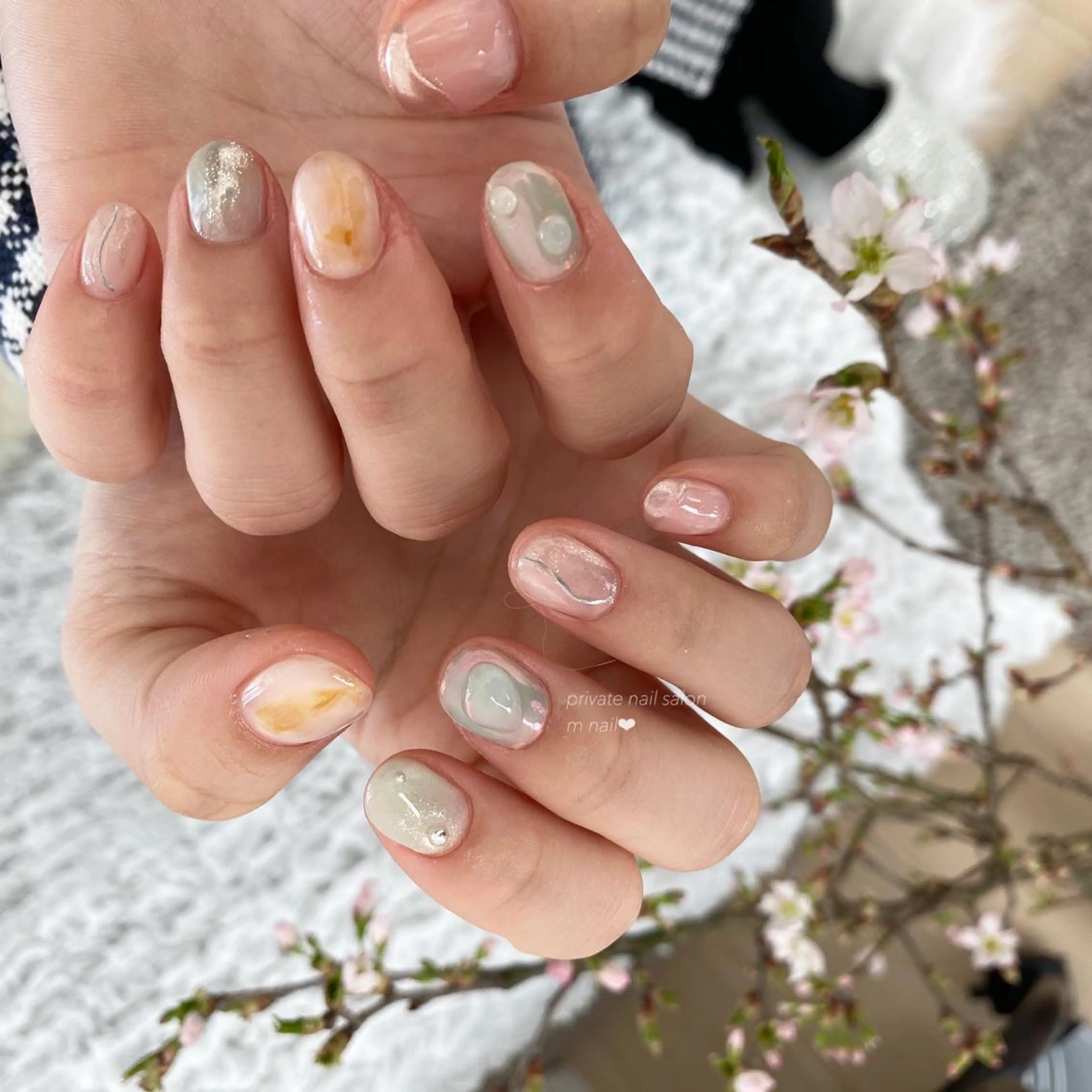 ネイル 春ネイル ハンドネイル 小河原 舞のネイルデザイン