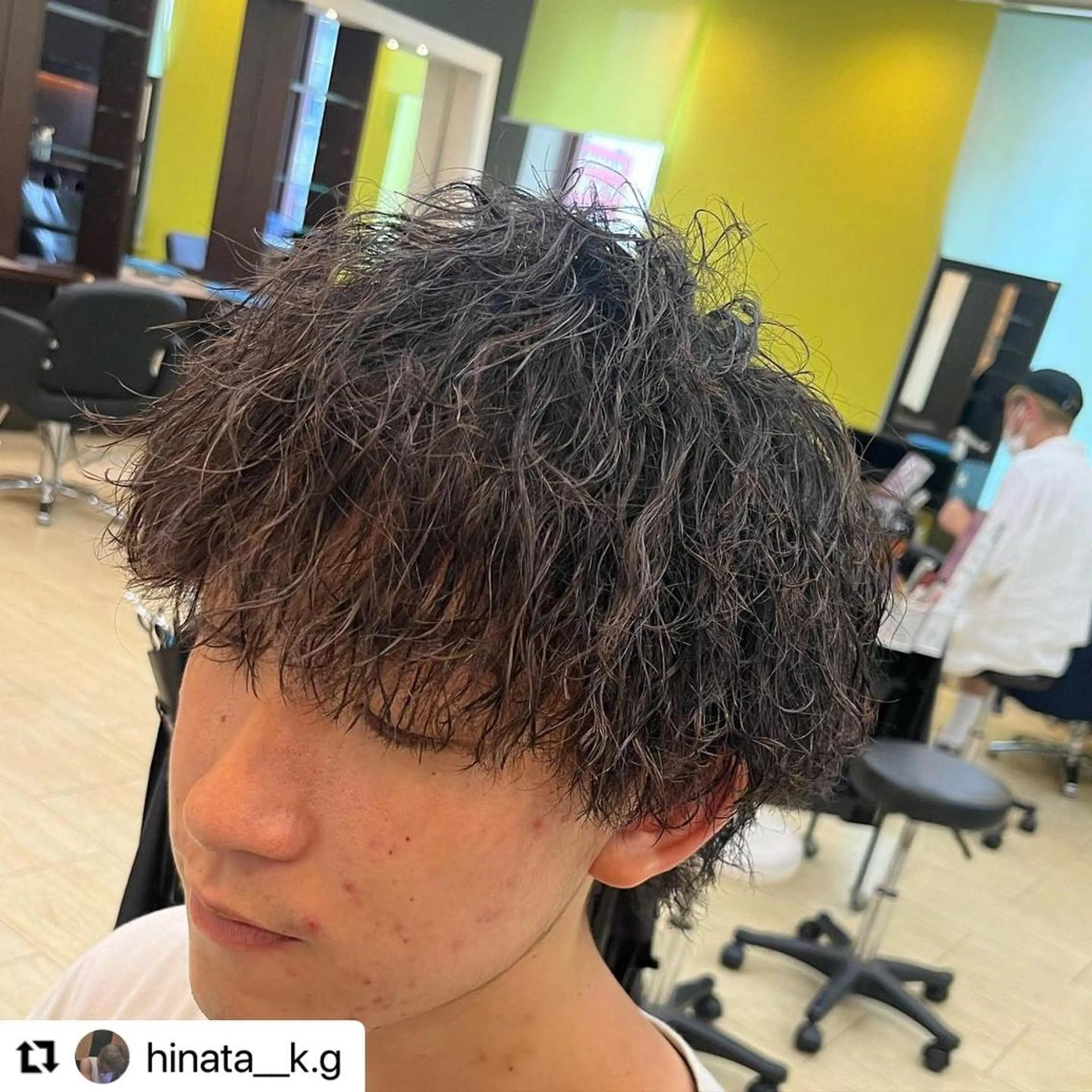 ショート カラー パーマ メンズ マッシュ メンズパーマ プードルパーマ メンズウルフカット ショートヘア 🩷Eny terrace🩷のヘアスタイル