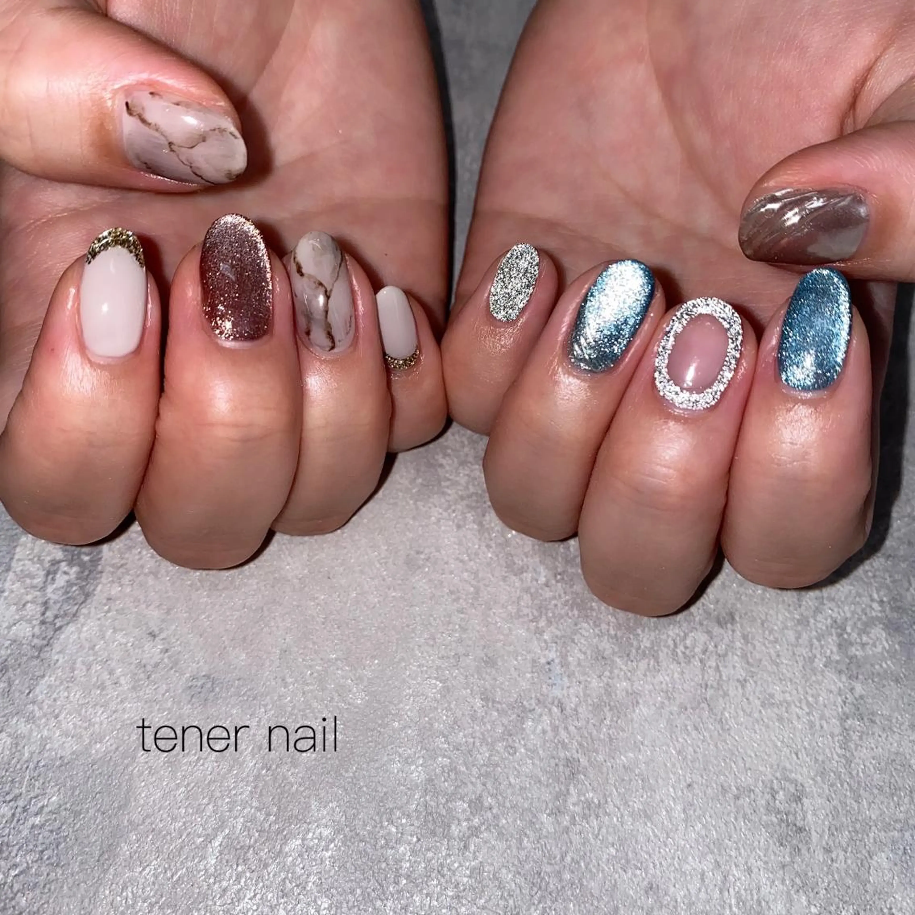 ネイル フラッシュネイル マグネットネイル 大理石ネイル(マーブル) 春ネイル テネルネイル tener nailのネイルデザイン