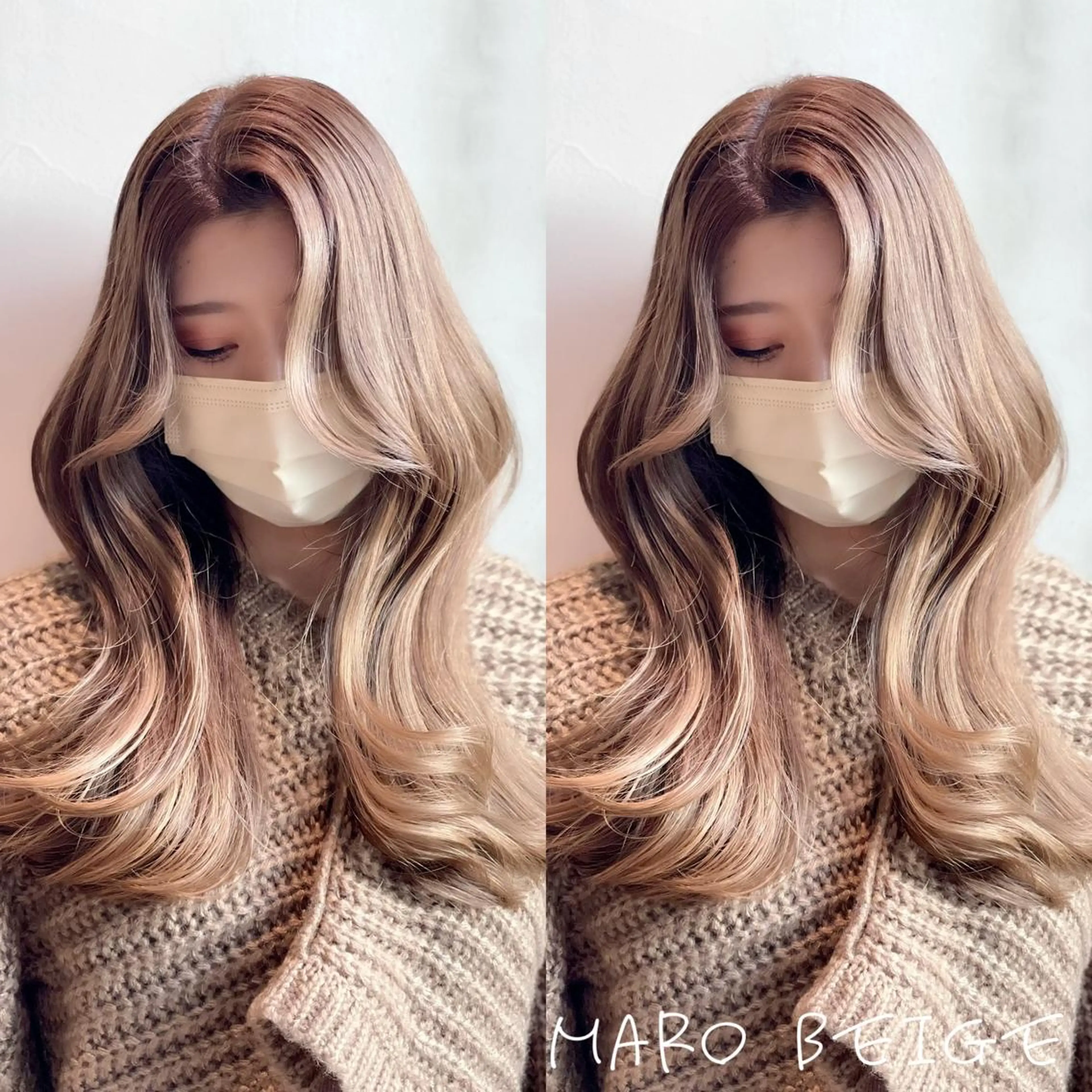 ロング カラー くびれヘア 韓国風ヘア カット ヘアカラー トリートメント ヘアセット 💜ハイトーン💛 マジカルかいちゃんのヘアスタイル