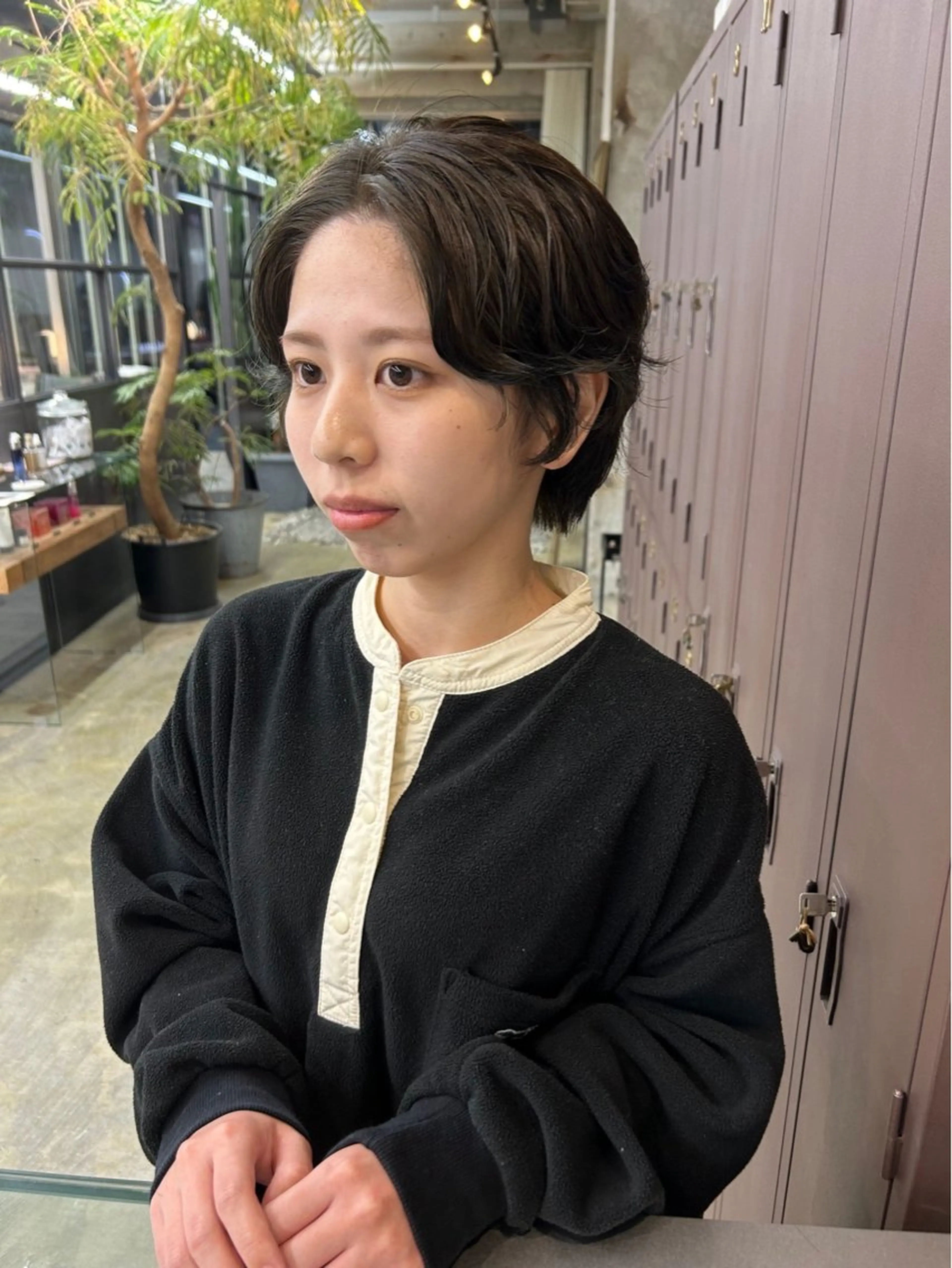 ショート カット ヘアカラー パーマ 暖色カラー/オリーブ /ミニボブ/白柳美空のヘアスタイル