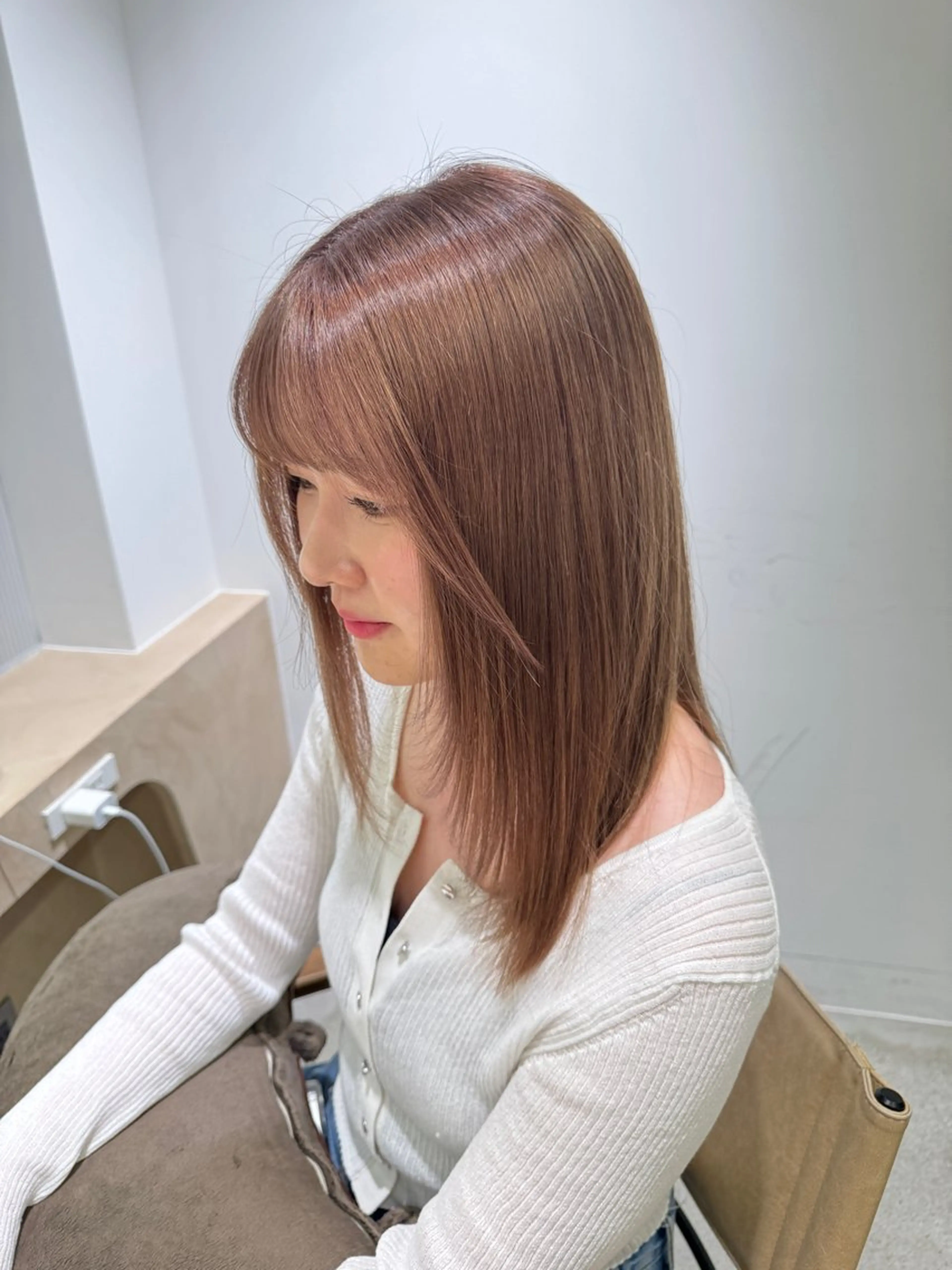 カラー ベージュカラー ブリーチ 落合しほ/韓国ヘア/ 髪質改善/縮毛矯正のヘアスタイル