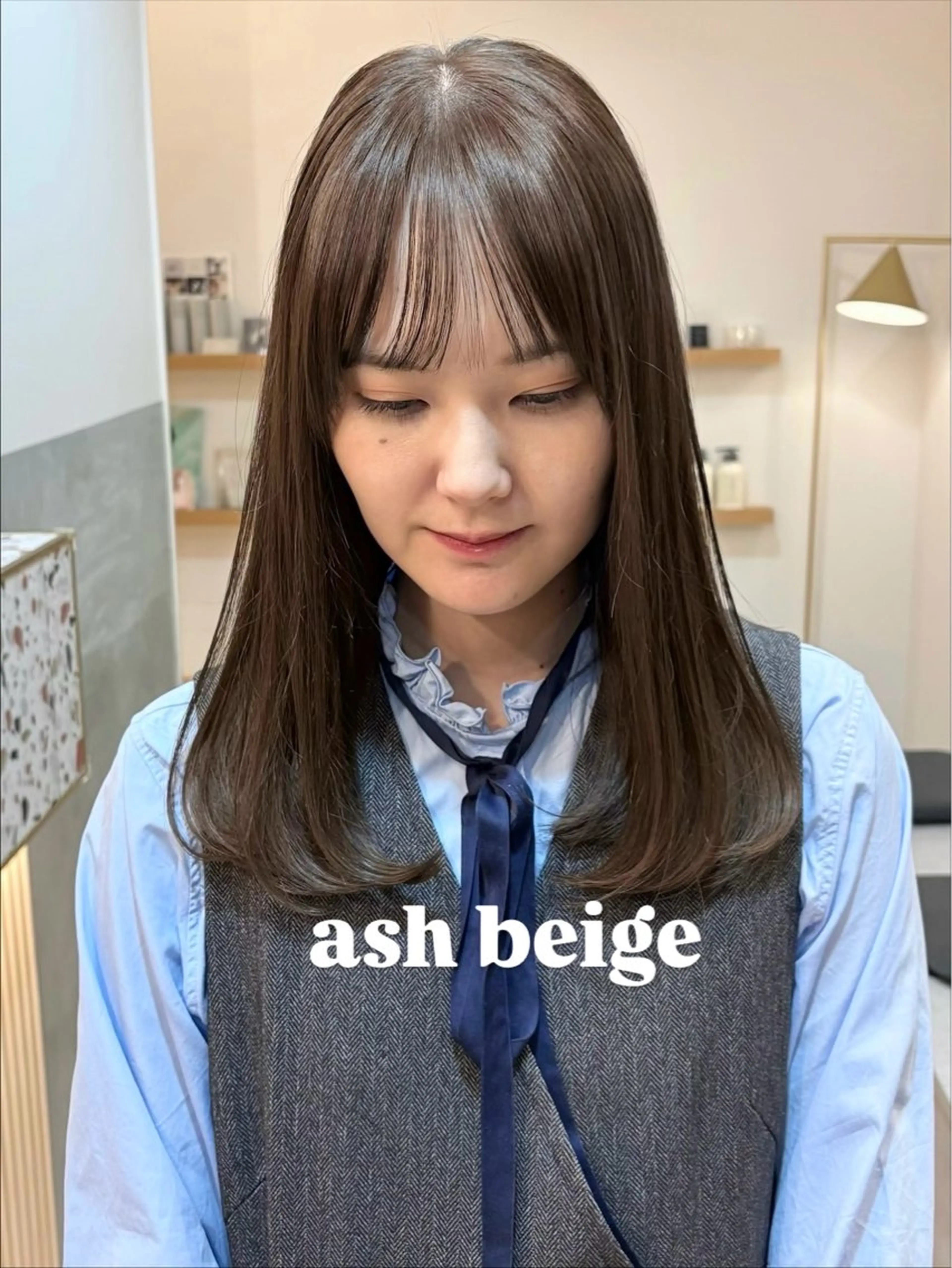 ミディアム カット ヘアカラー トリートメント 似合わせ/ベージュ /レイヤー/りほ🤍のヘアスタイル