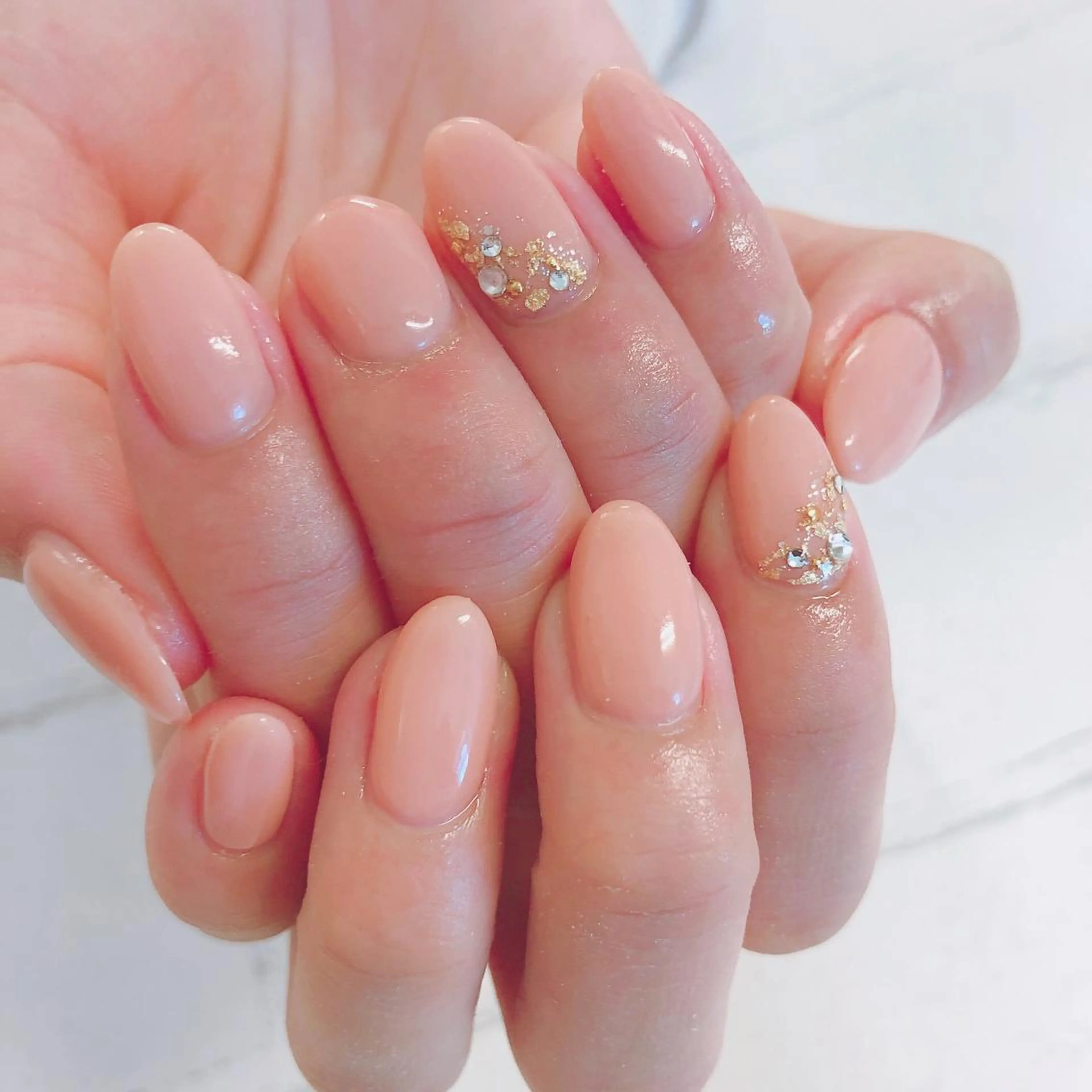 ネイル アートネイル オフィスネイル ピンク ストーンネイル ono megumiのネイルデザイン