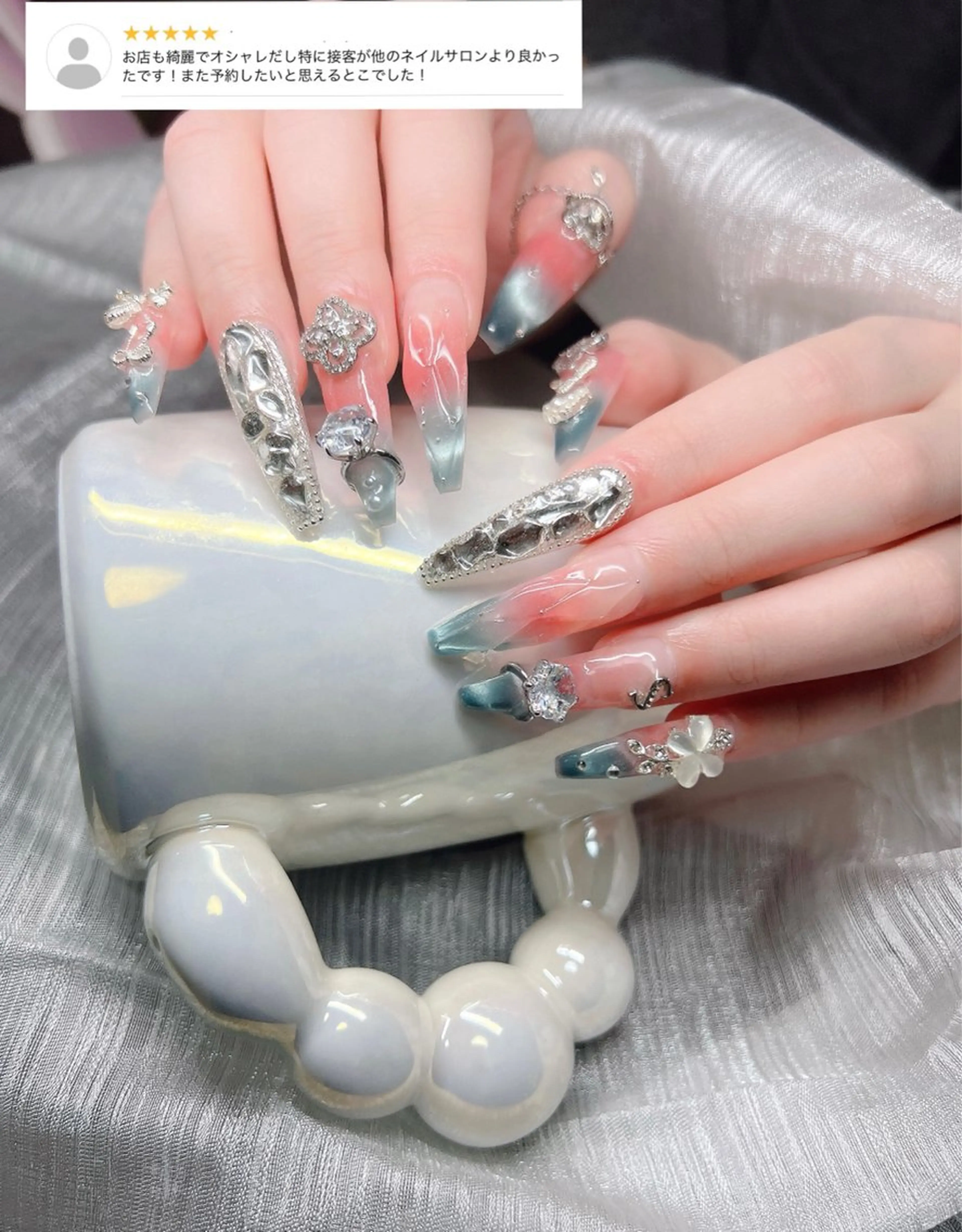 ネイル マグネットネイル ピンク ネイルチップ 冬ネイル Lee Nailsのネイルデザイン