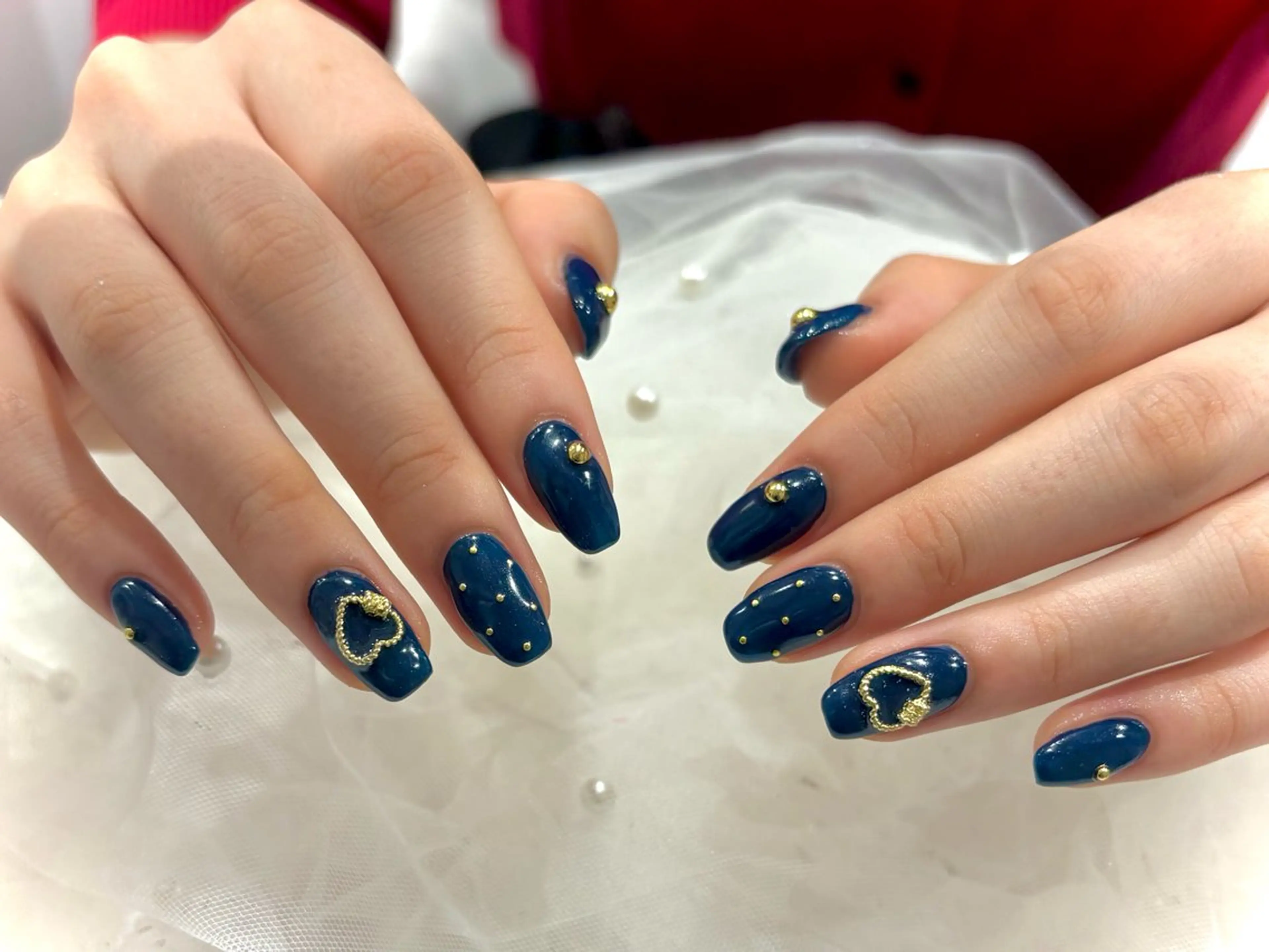 ネイル ゴールド ネイビー ハンドネイル Nail salon Cielel⟡Ayaのネイルデザイン