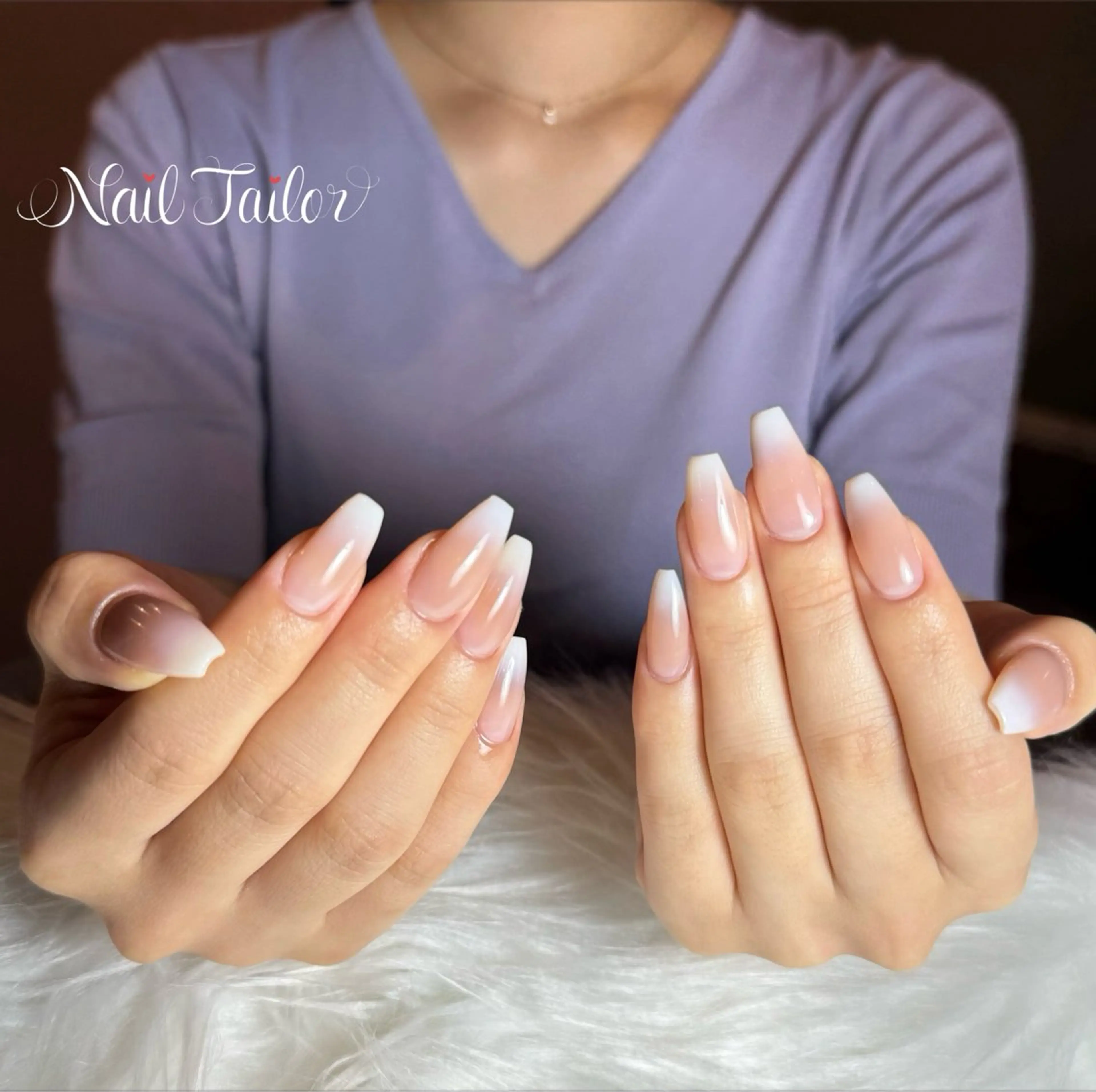 ネイル 長さ出し ジェルネイル グラデーション スカルプネイル ブライダルネイル ハンドネイル NailTailor ネイルテイラーのネイルデザイン
