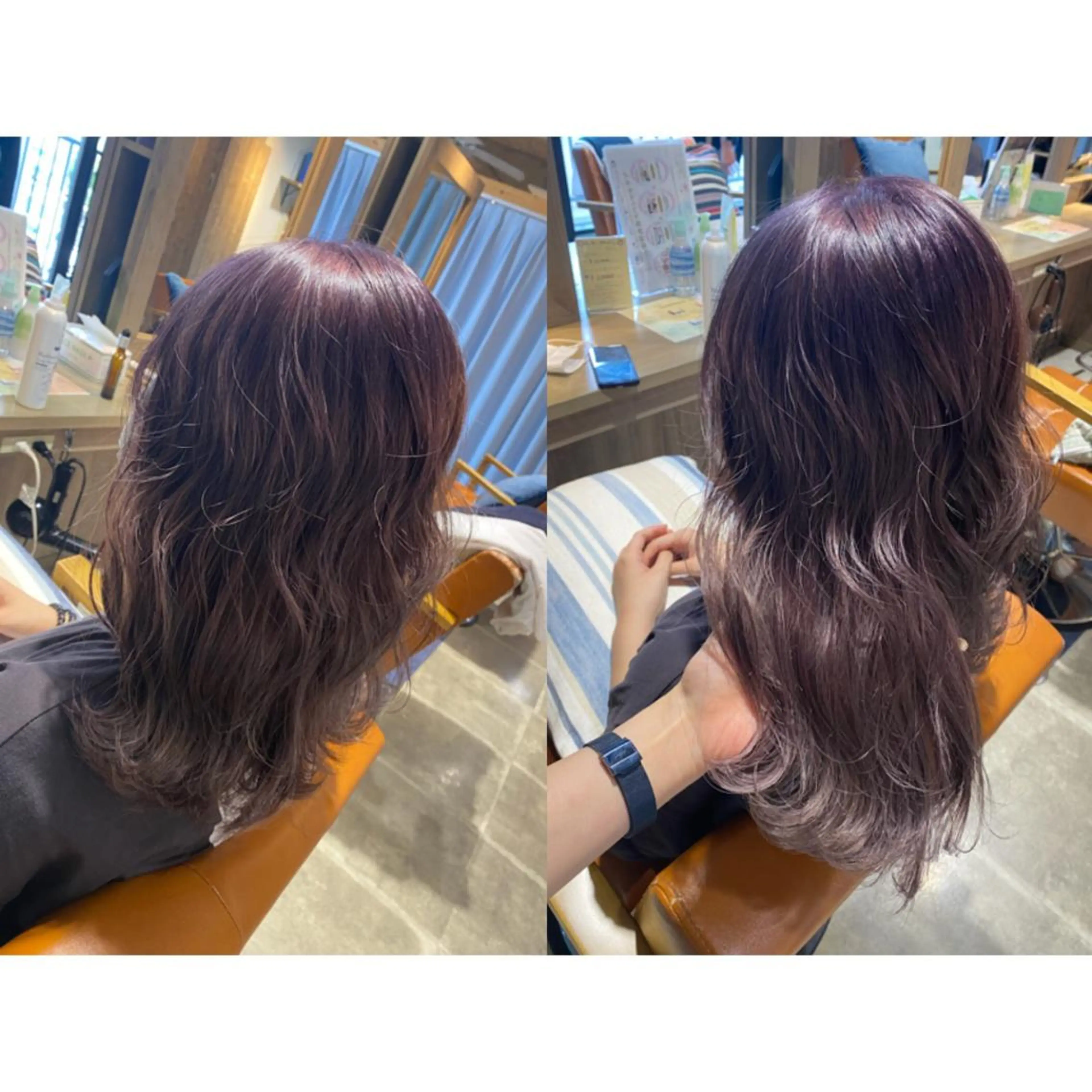 カラー ブリーチ ラベンダーカラー カット 縮毛矯正 トリートメント 🐻結んで可愛い hair EMI🐻のヘアスタイル