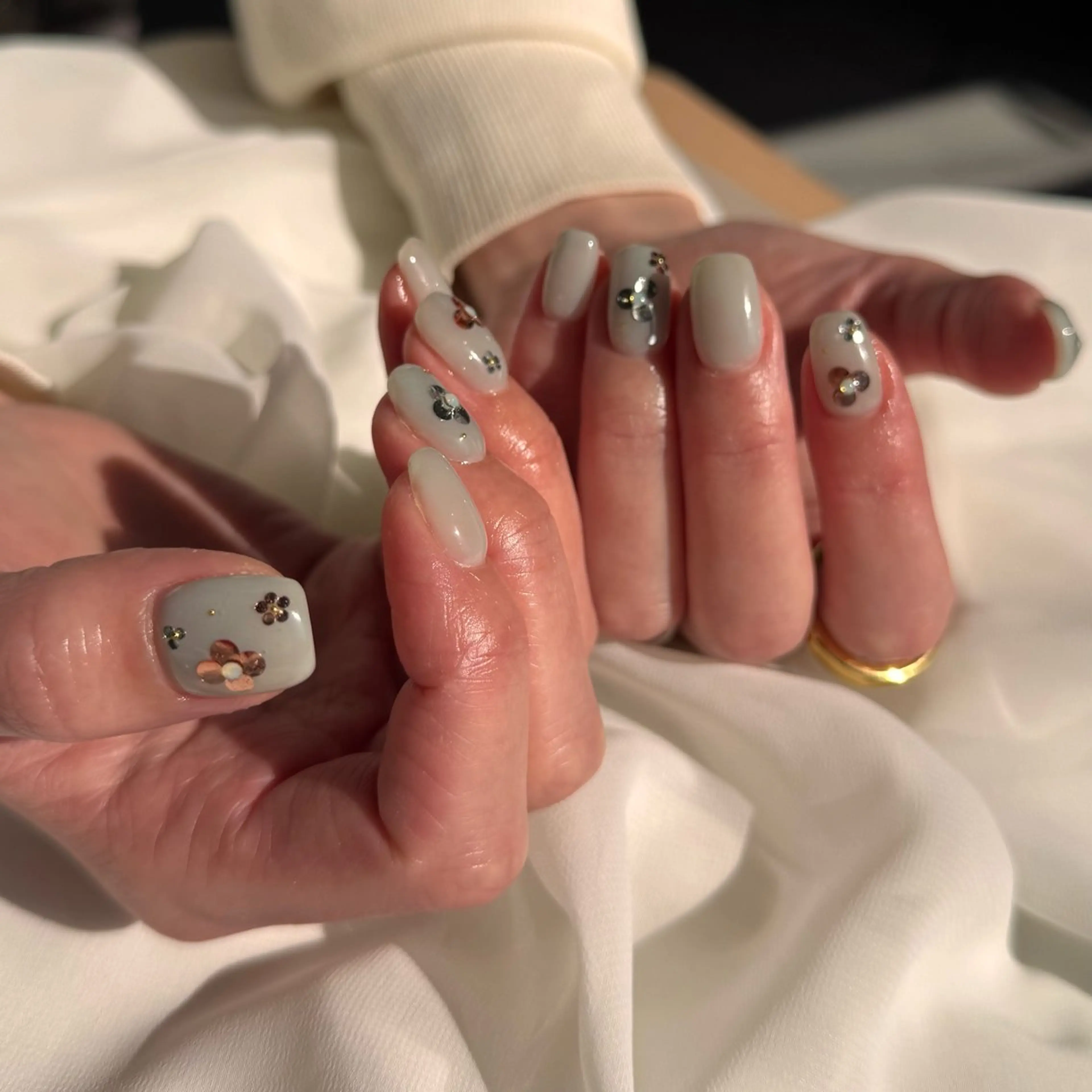 ネイル 水色 ハンドネイル HARUKA ネイリスト福岡/薬院のネイルデザイン