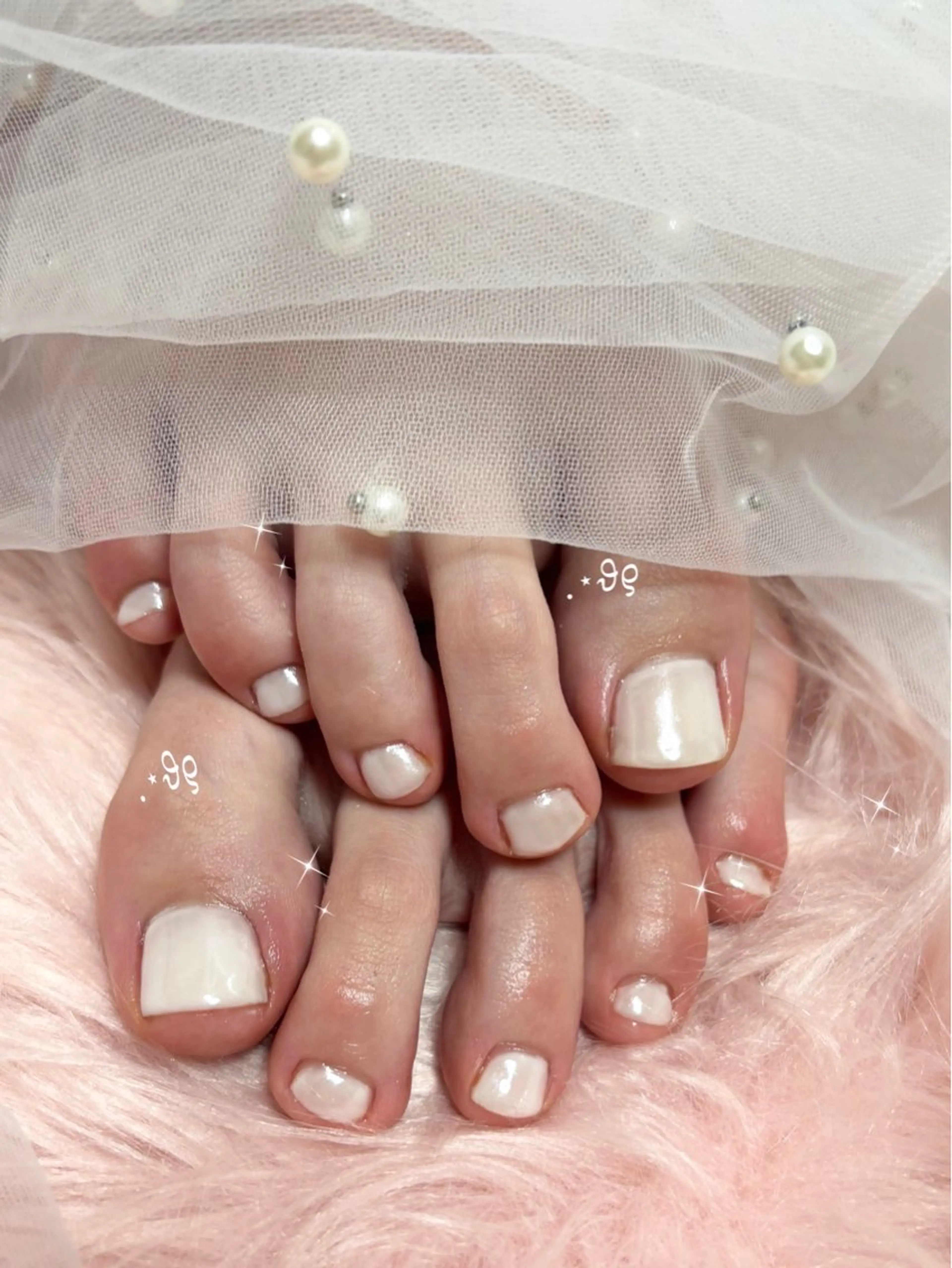 FOOT🎀オーロラ、ミラーpowder nail🫧の写真