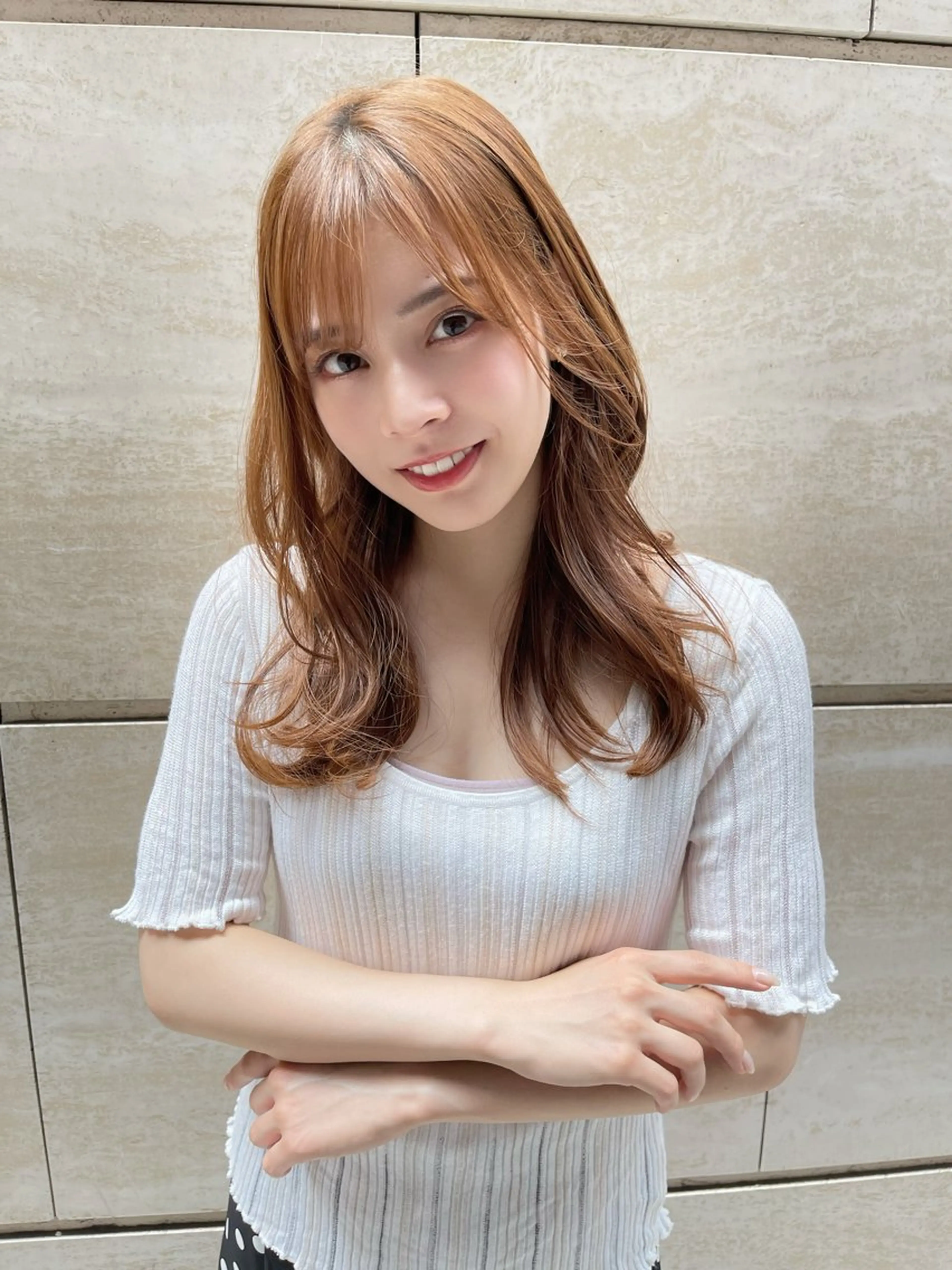 セミロング カラー パーマ ヘアアレンジ 小顔カット VIVIE【ヴィヴィ】所属・髪質改善/韓国風 レイヤー/田村祐樹のヘアスタイル