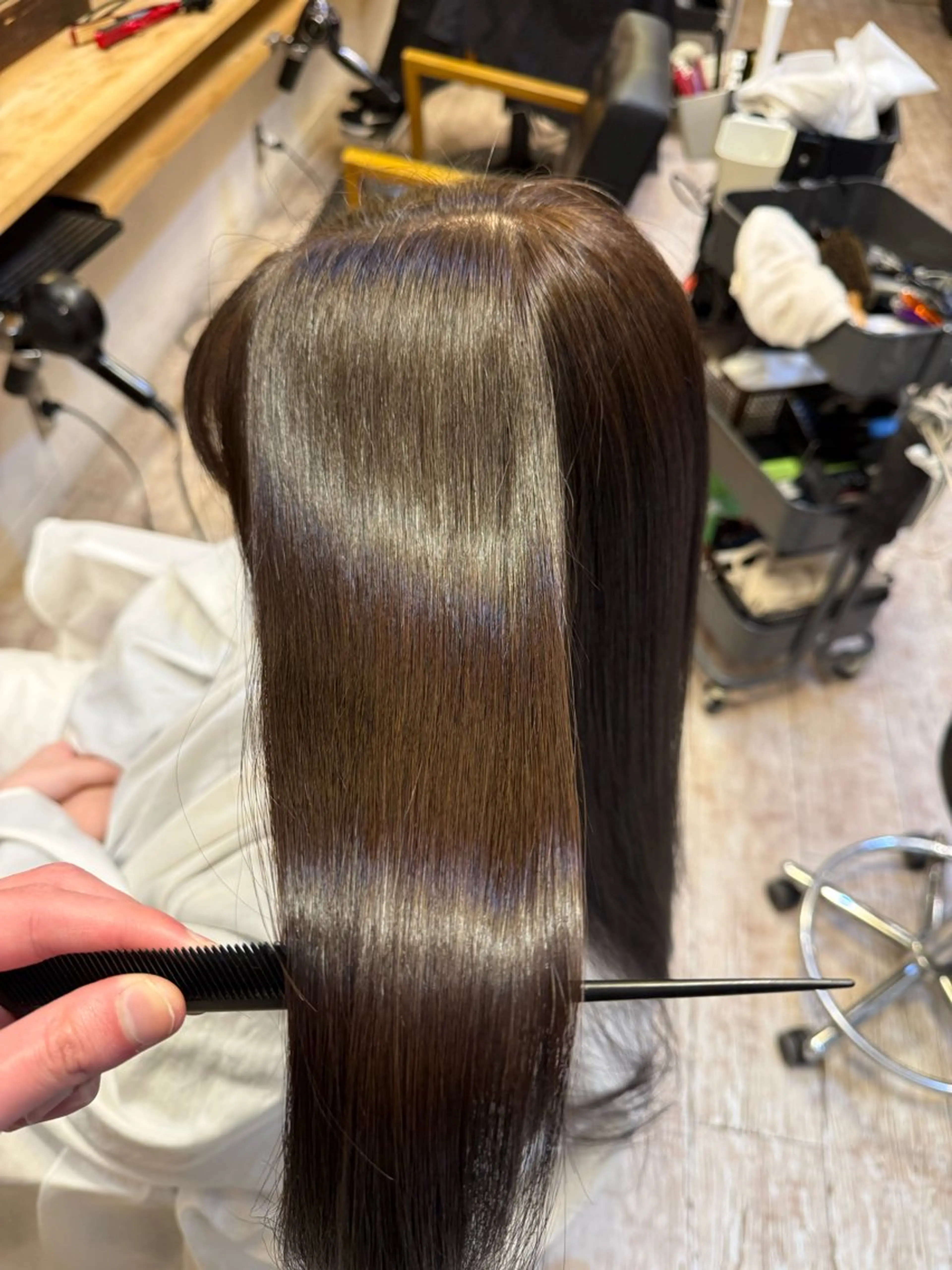 ロング カット 縮毛矯正 福井 優のヘアスタイル