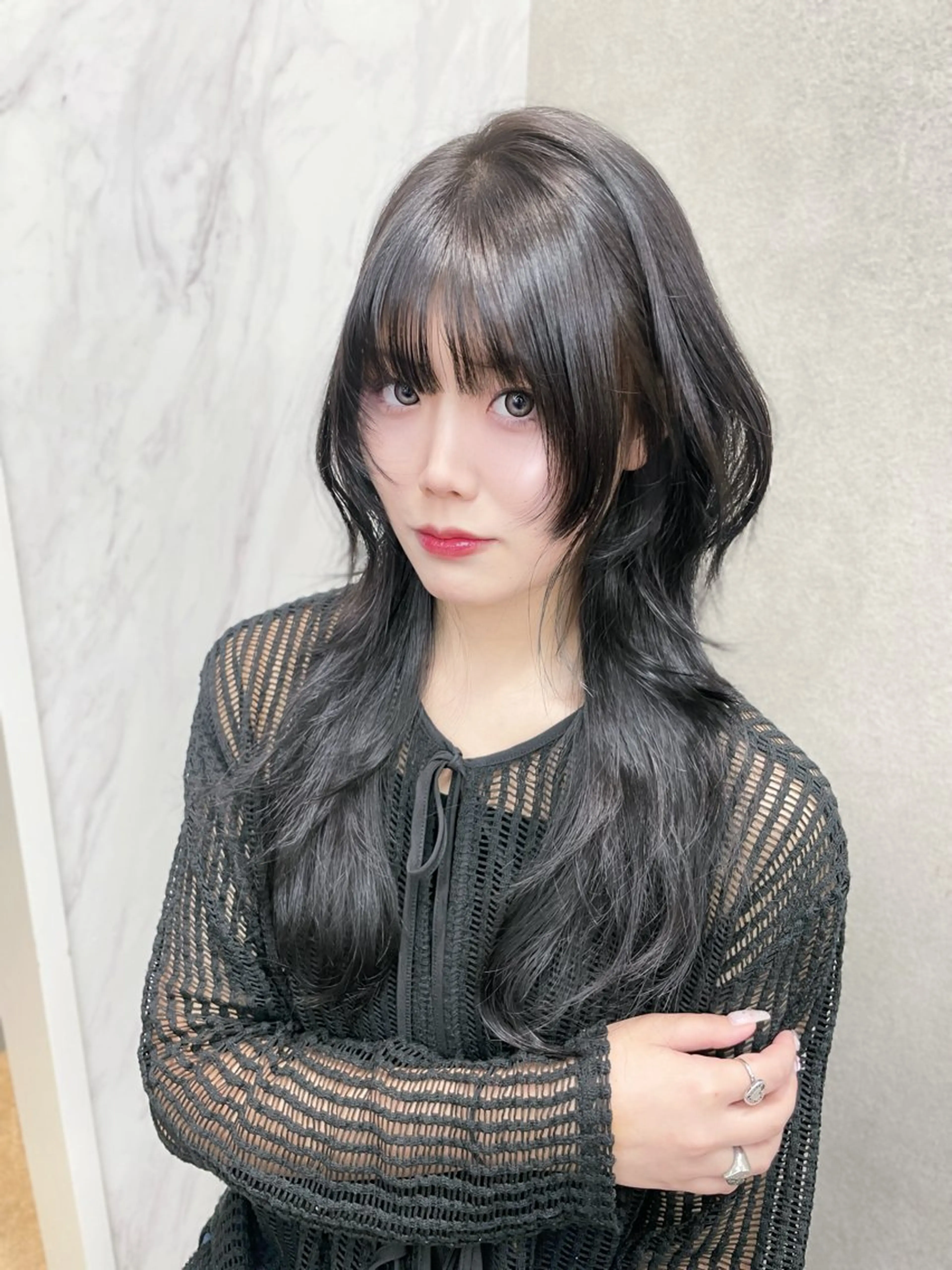 セミロング カット ヘアカラー MOE 福岡韓国ヘア✧︎のヘアスタイル