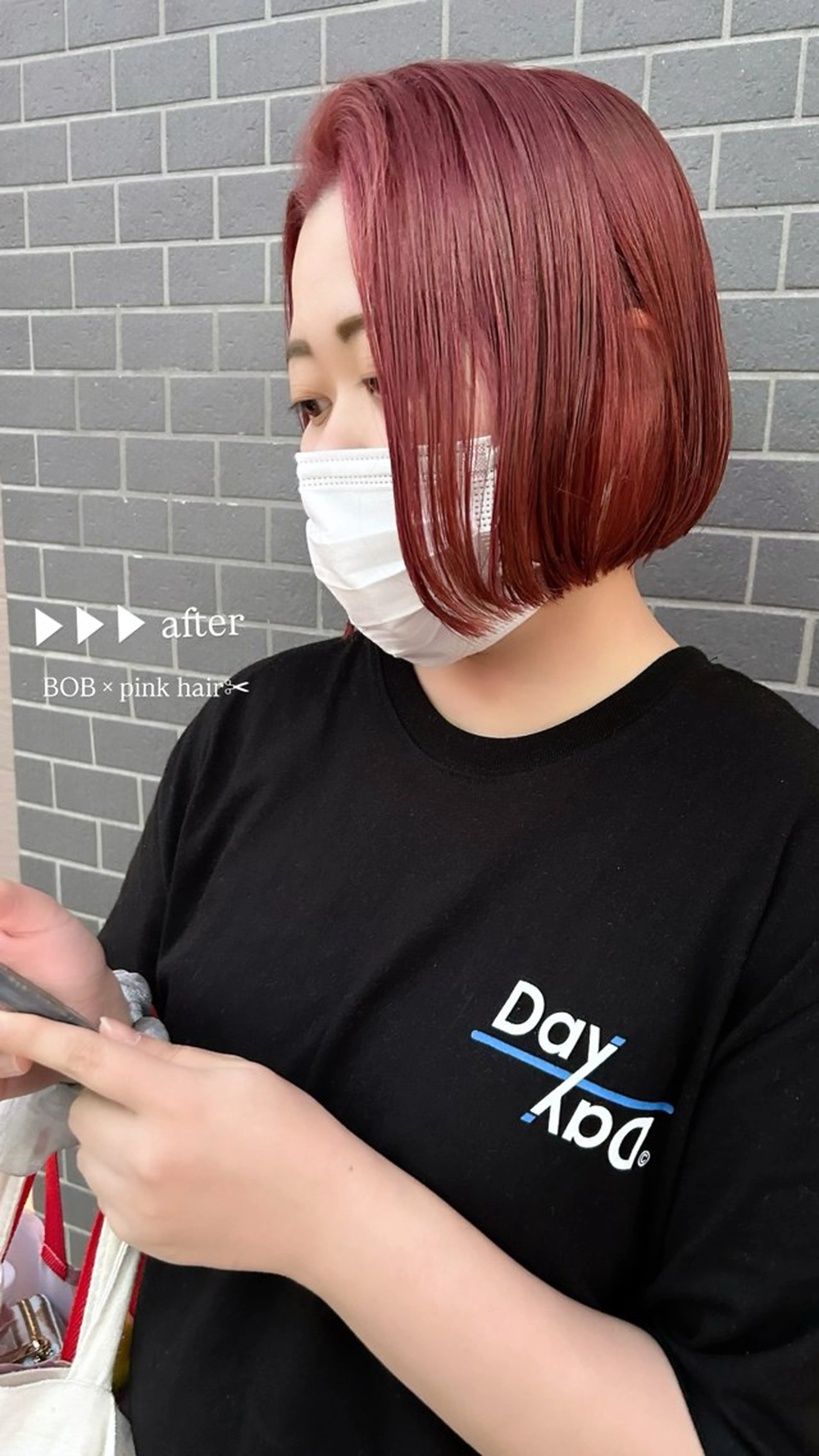 ショート カラー ピンクカラー ボブ カット ヘアカラー ナカジマ ナナのヘアスタイル