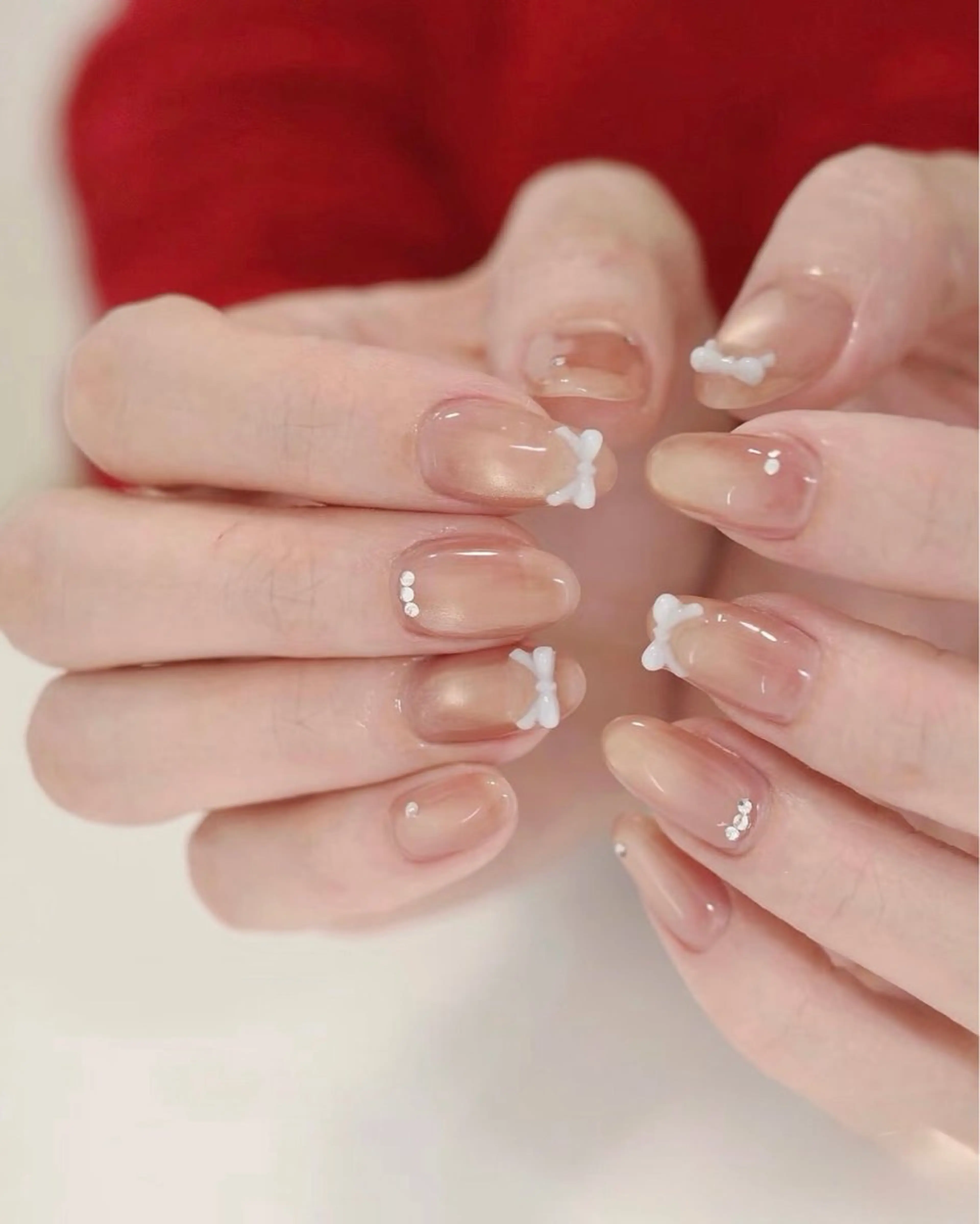 ネイル チークネイル 長さ出し ジェルネイル キラキラネイル 韓国ネイル ハンドネイル H&B せつかのネイルデザイン