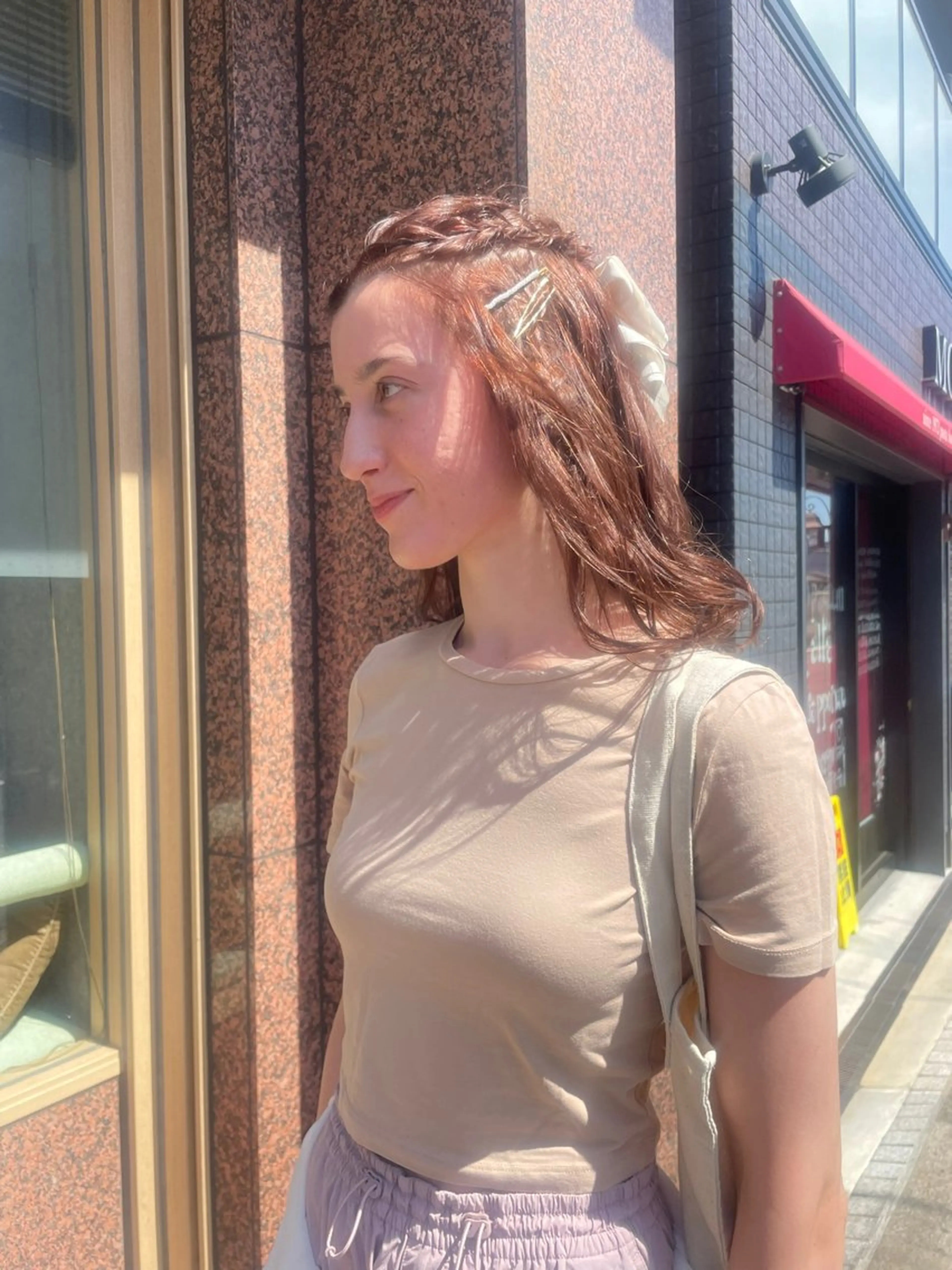 セミロング カラー ブラウンカラー オレンジ オレンジブラウン ヘアカラー トリートメント 髪質改善/Bloss om🌷高橋沙衣のヘアスタイル